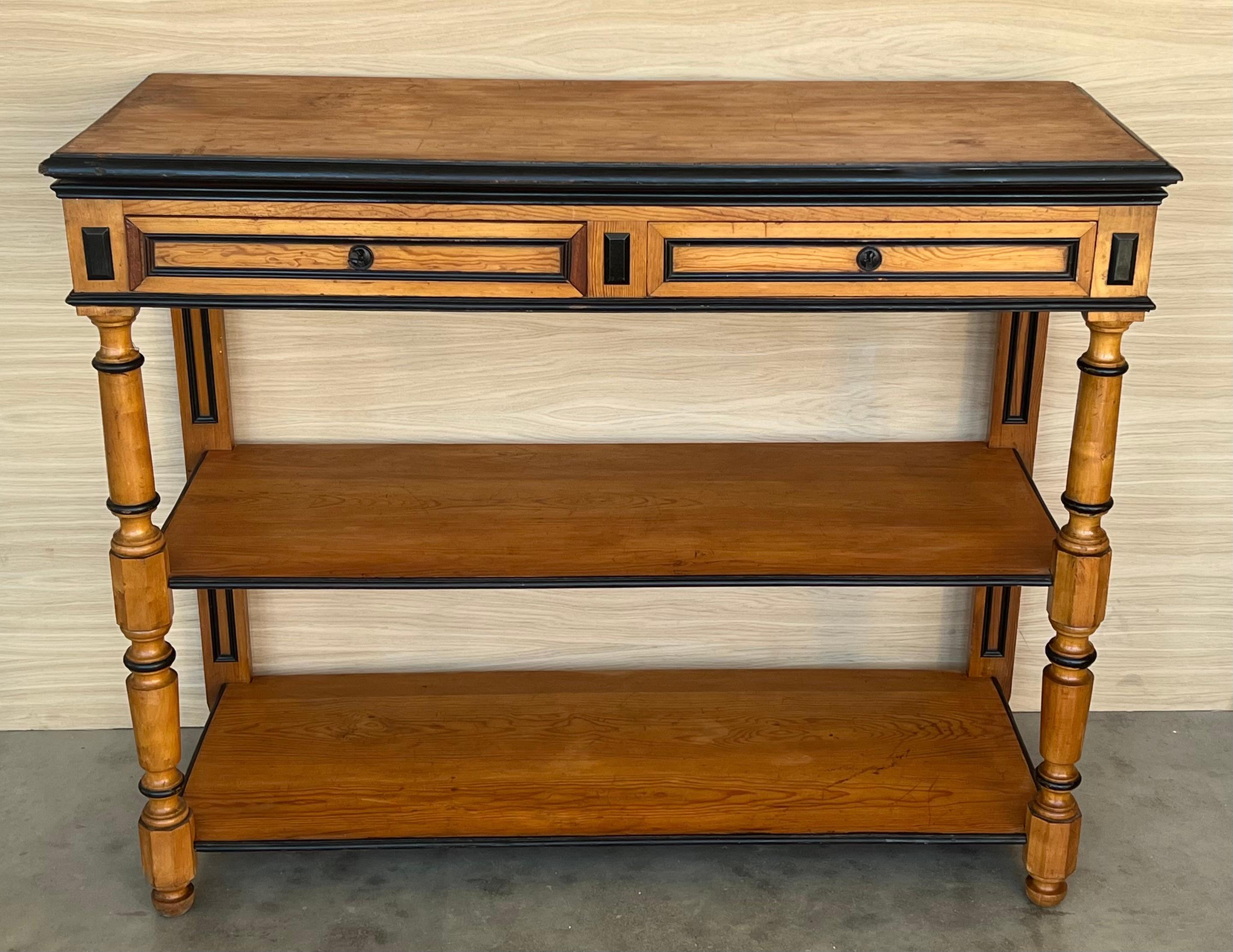 Early 20th C English Lemontree Three Tier Server or Buffet with Drawers For Sale 2