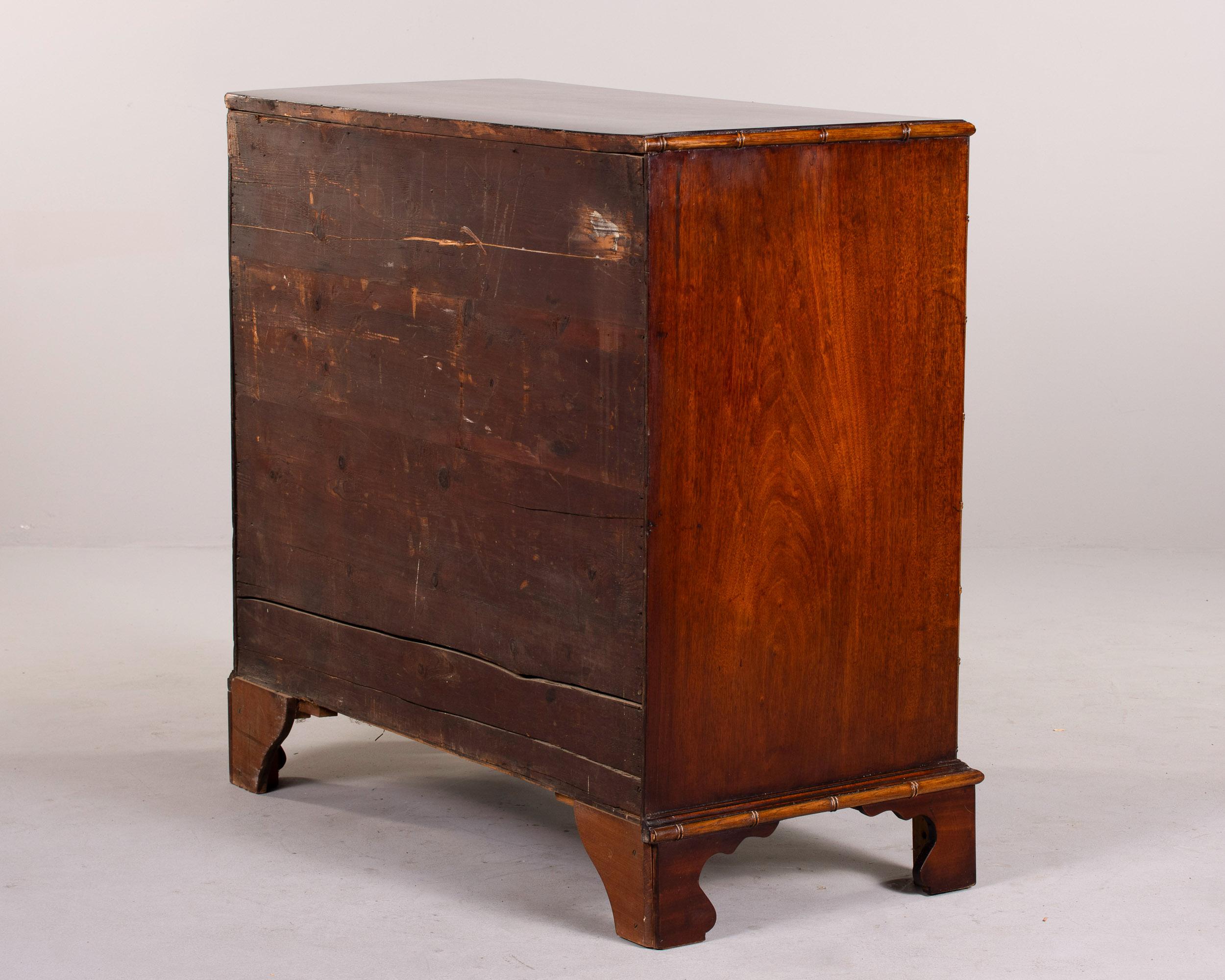 Early 20th C English Mahogany 5 Drawer Chest with Bamboo Trim 5