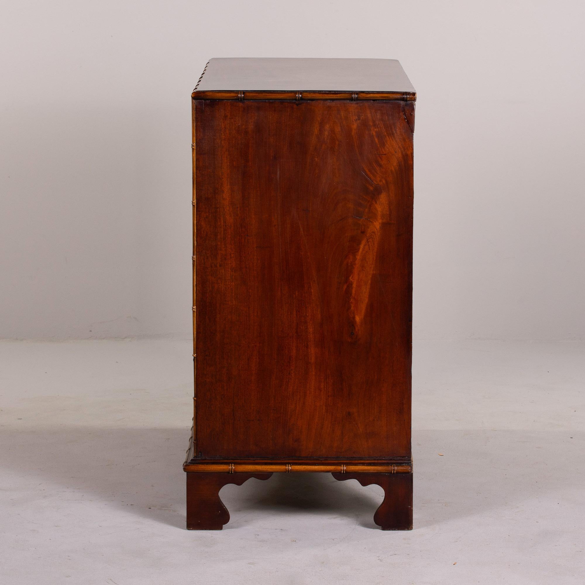 Early 20th C English Mahogany 5 Drawer Chest with Bamboo Trim 3