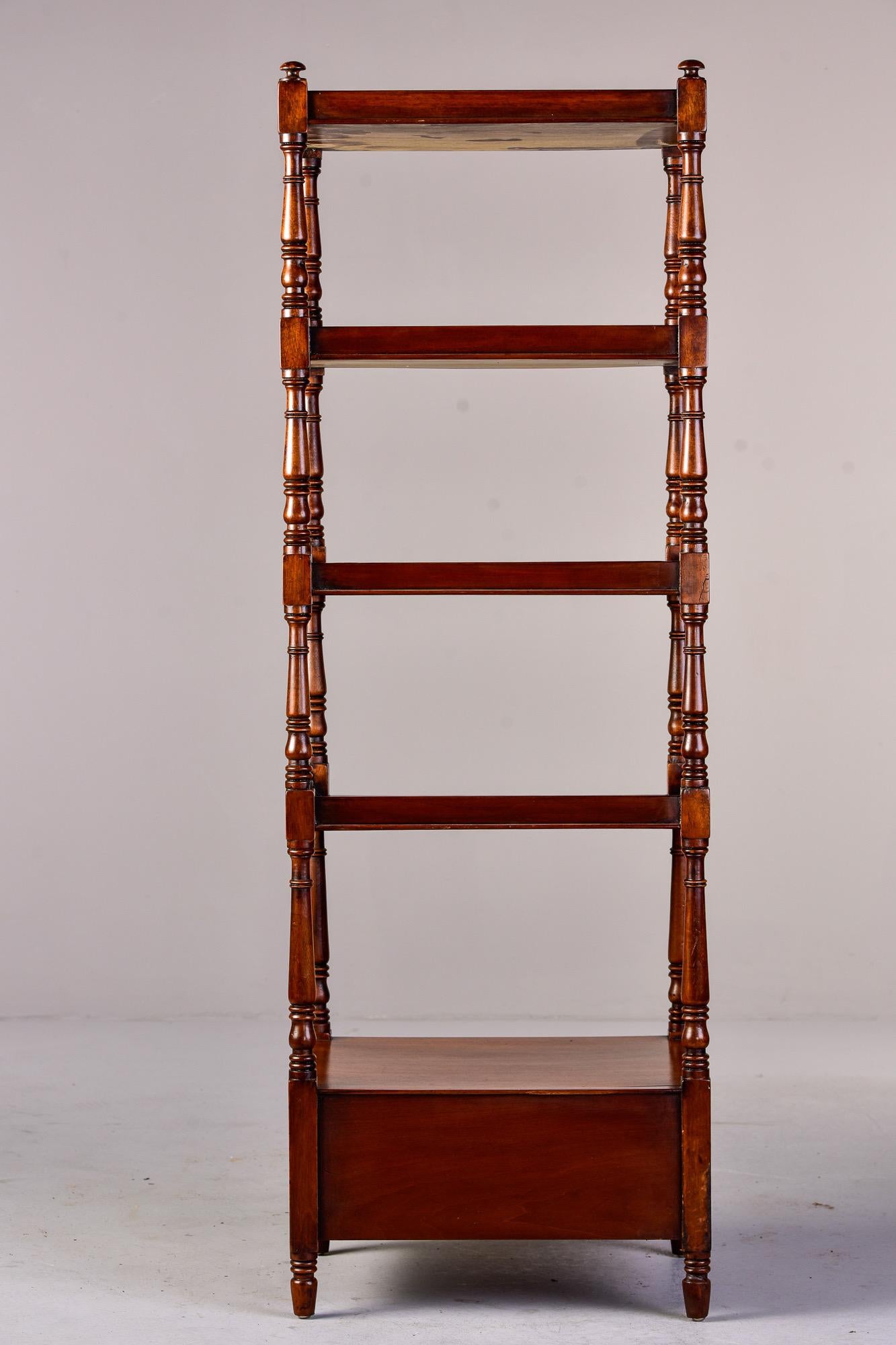Early 20th C English Mahogany Four Tier Etagere or What Not Shelf 1