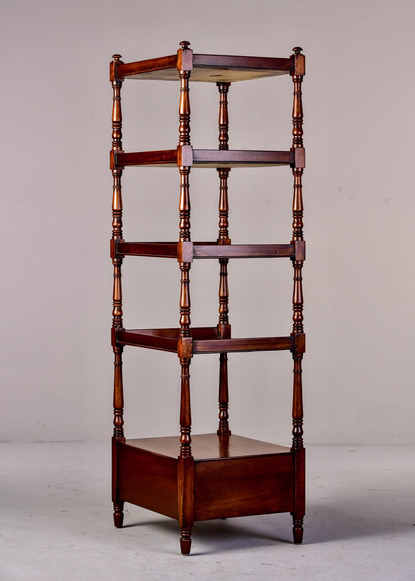 Early 20th C English Mahogany Four Tier Etagere or What Not Shelf 3