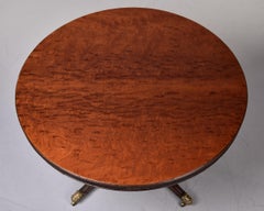 Early 20th C English Mahogany Pedestal Flip Table with Brass Feet and New Finish