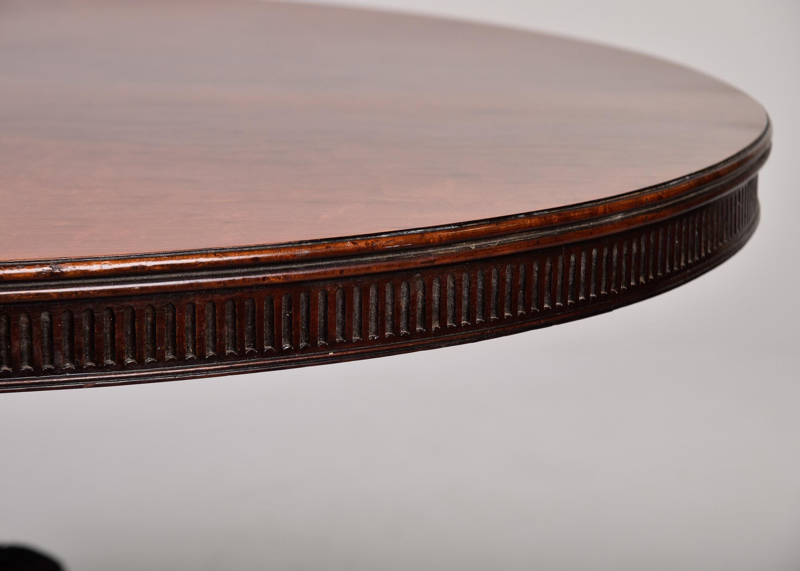 20th Century Early 20th C English Mahogany Pedestal Flip Table with Brass Feet and New Finish