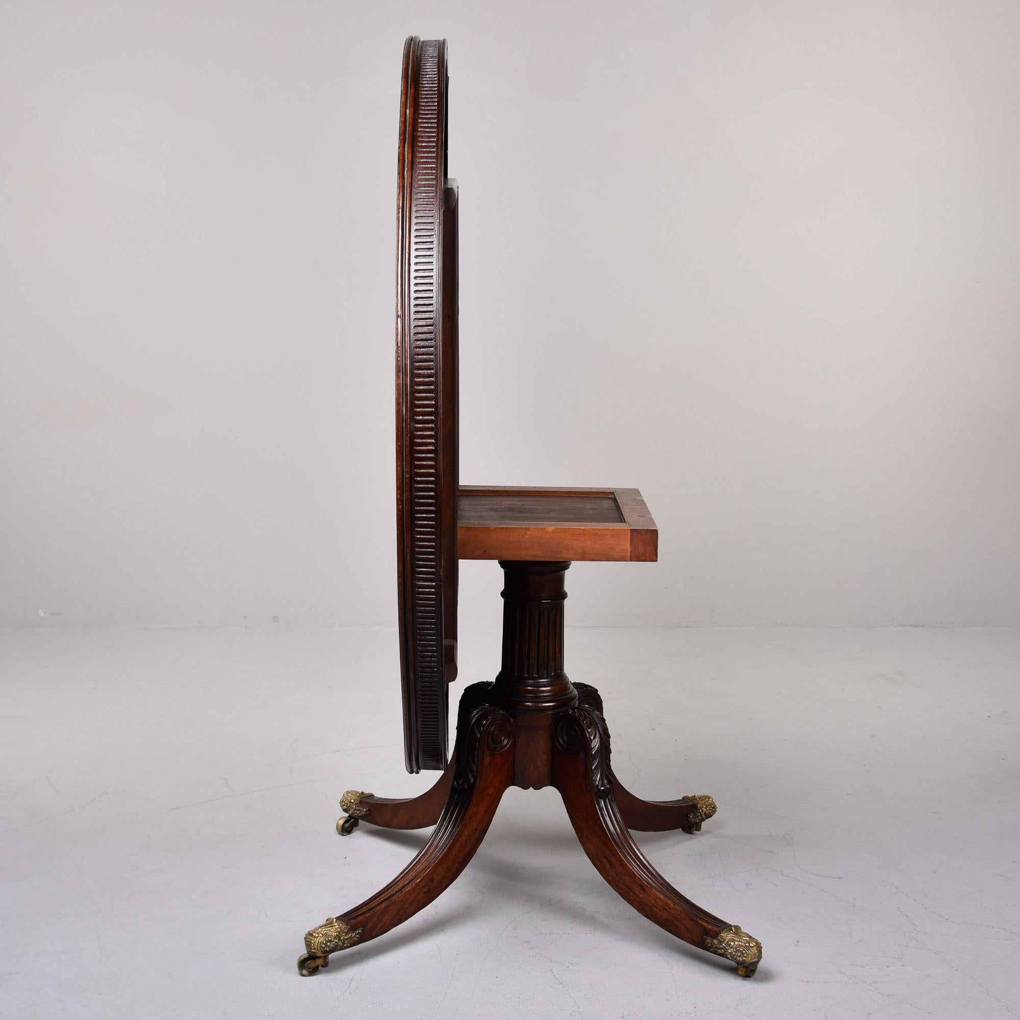 Early 20th C English Mahogany Pedestal Flip Table with Brass Feet and New Finish 3