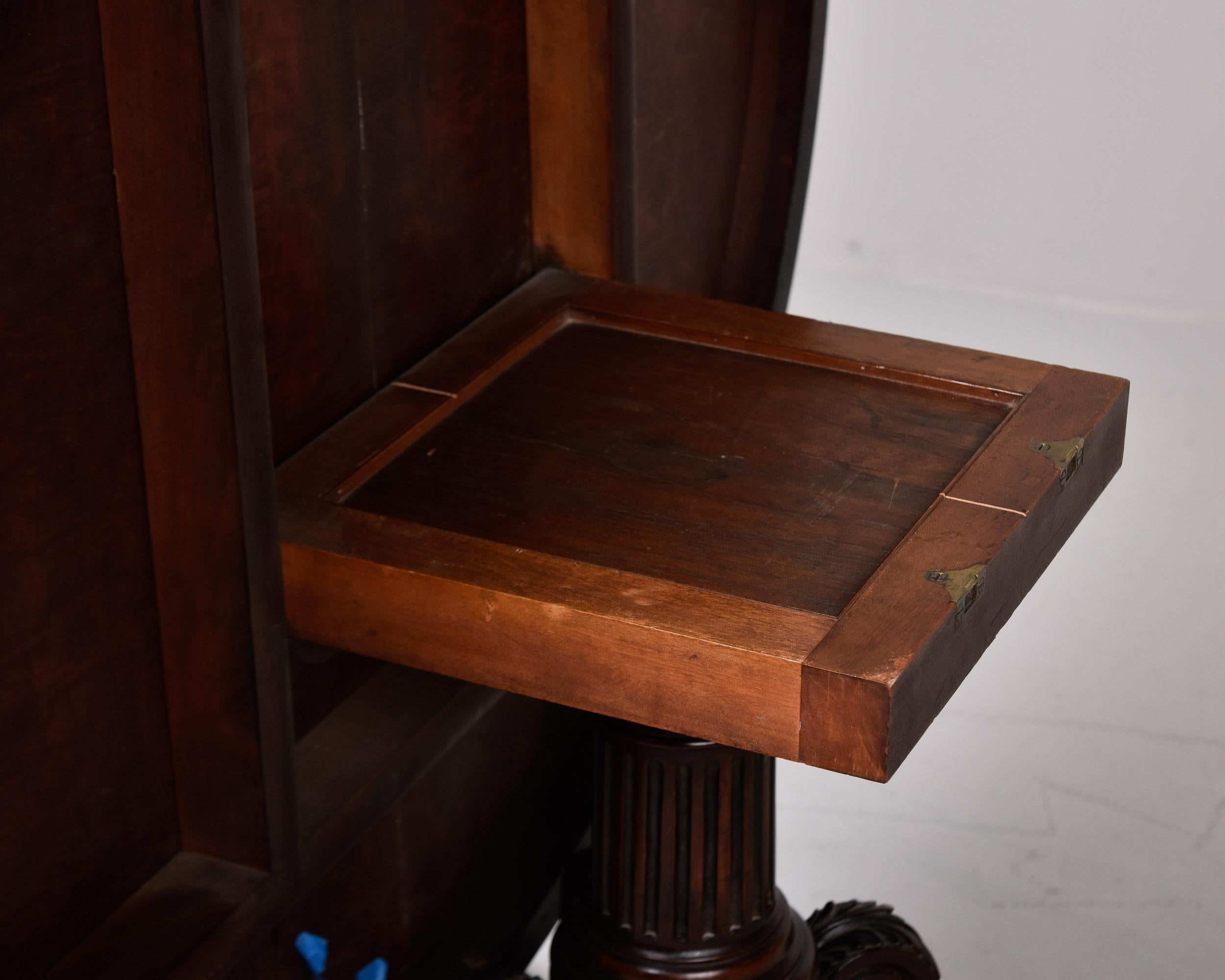 Early 20th C English Mahogany Pedestal Flip Table with Brass Feet and New Finish 4