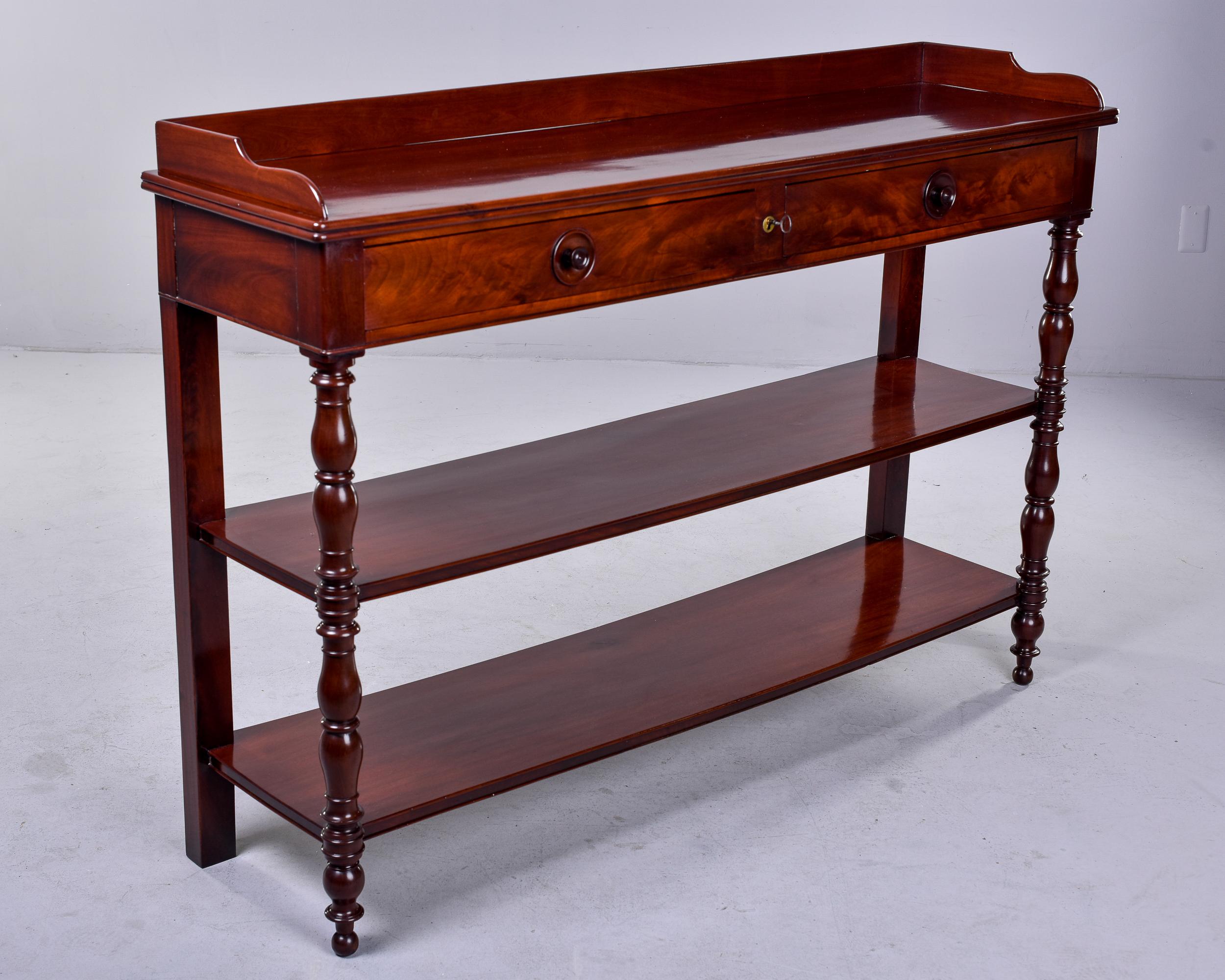 Early 20th C English Mahogany Three Tier Server with Drawers    For Sale 7