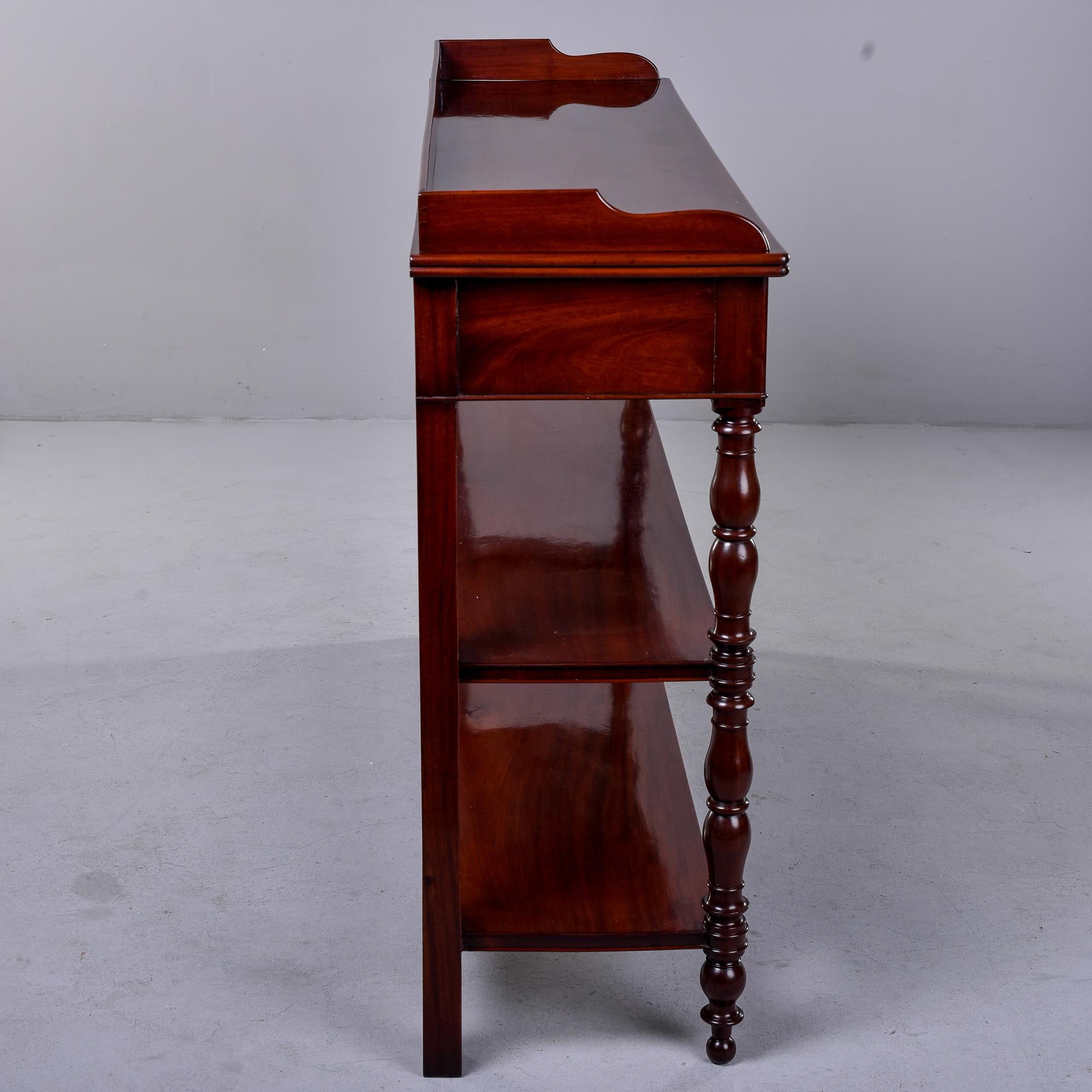 Early 20th C English Mahogany Three Tier Server with Drawers    For Sale 8
