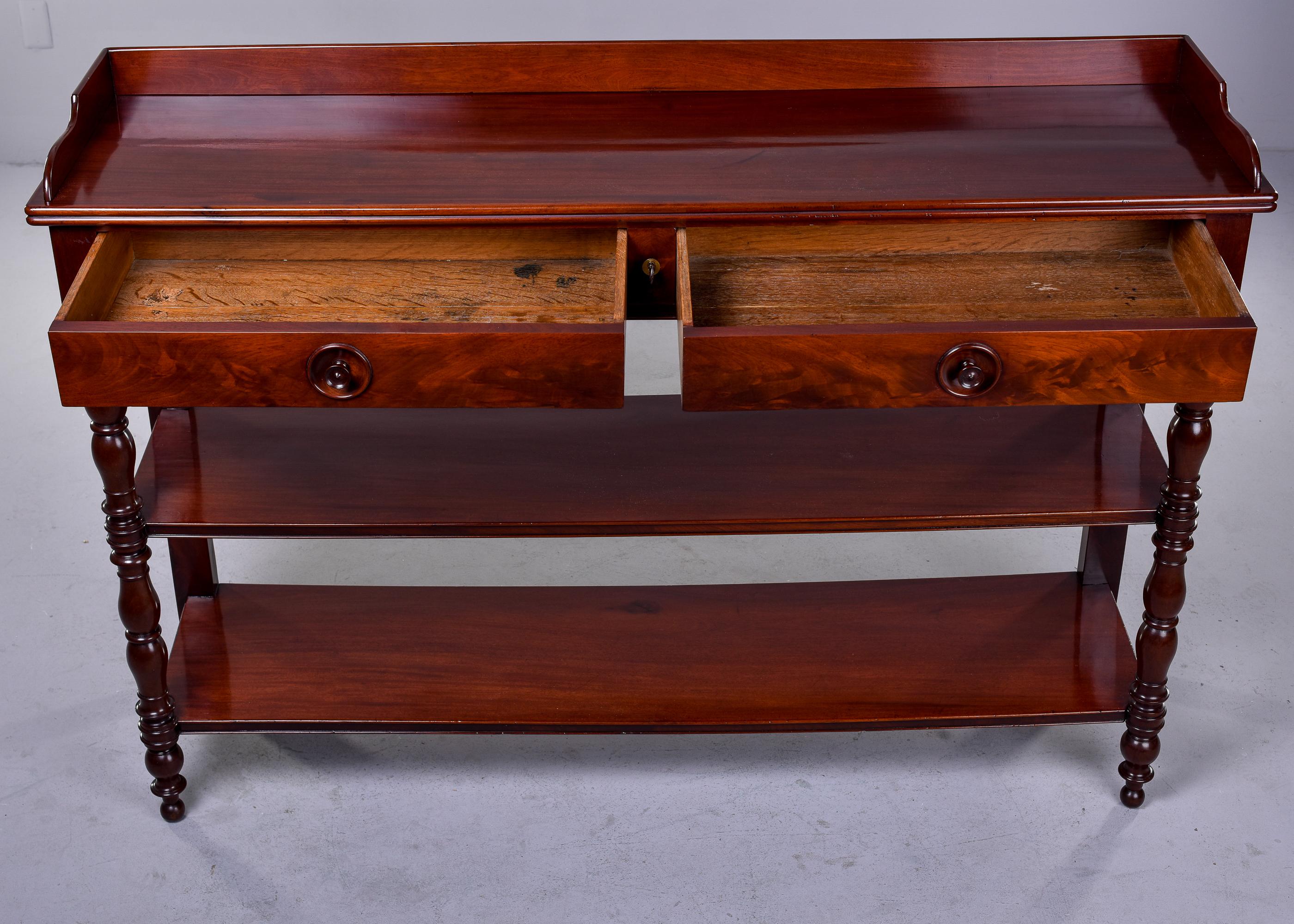 20th Century Early 20th C English Mahogany Three Tier Server with Drawers    For Sale