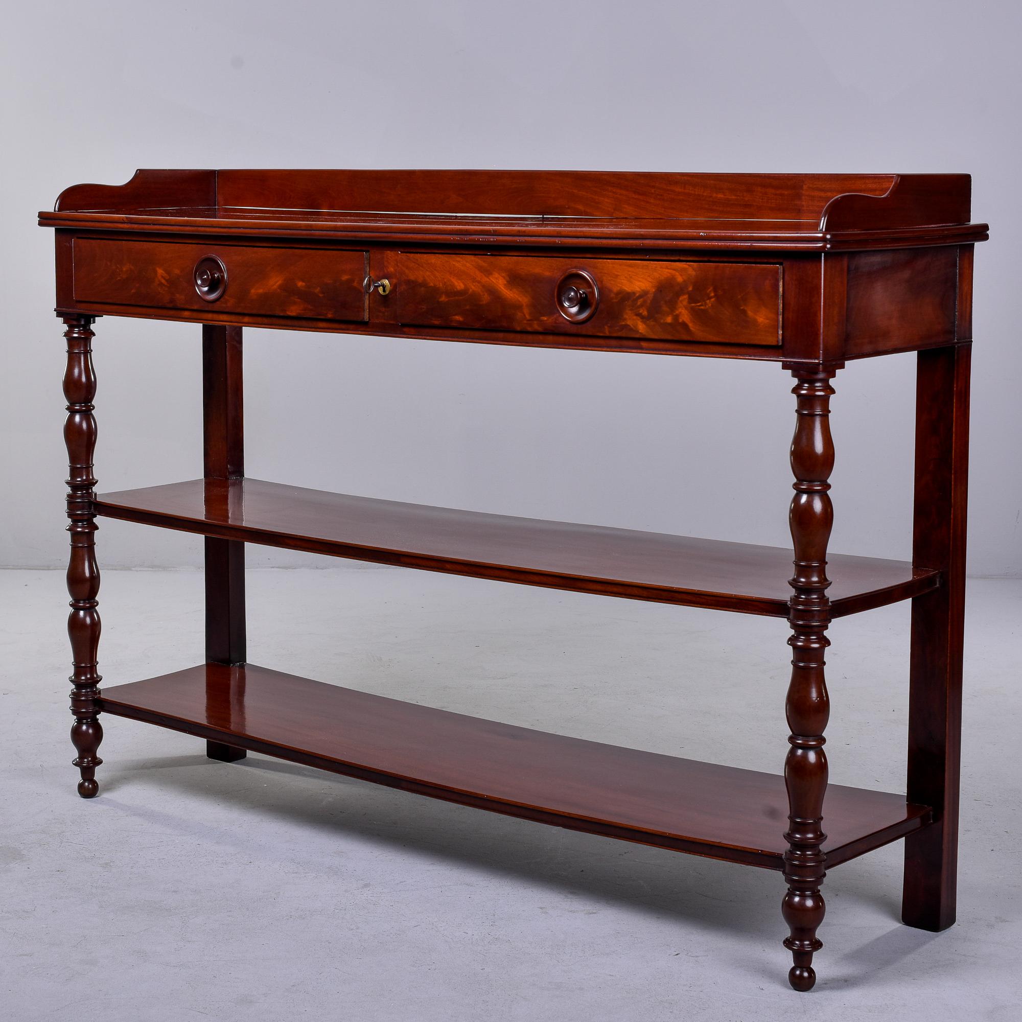 Early 20th C English Mahogany Three Tier Server with Drawers    For Sale 4
