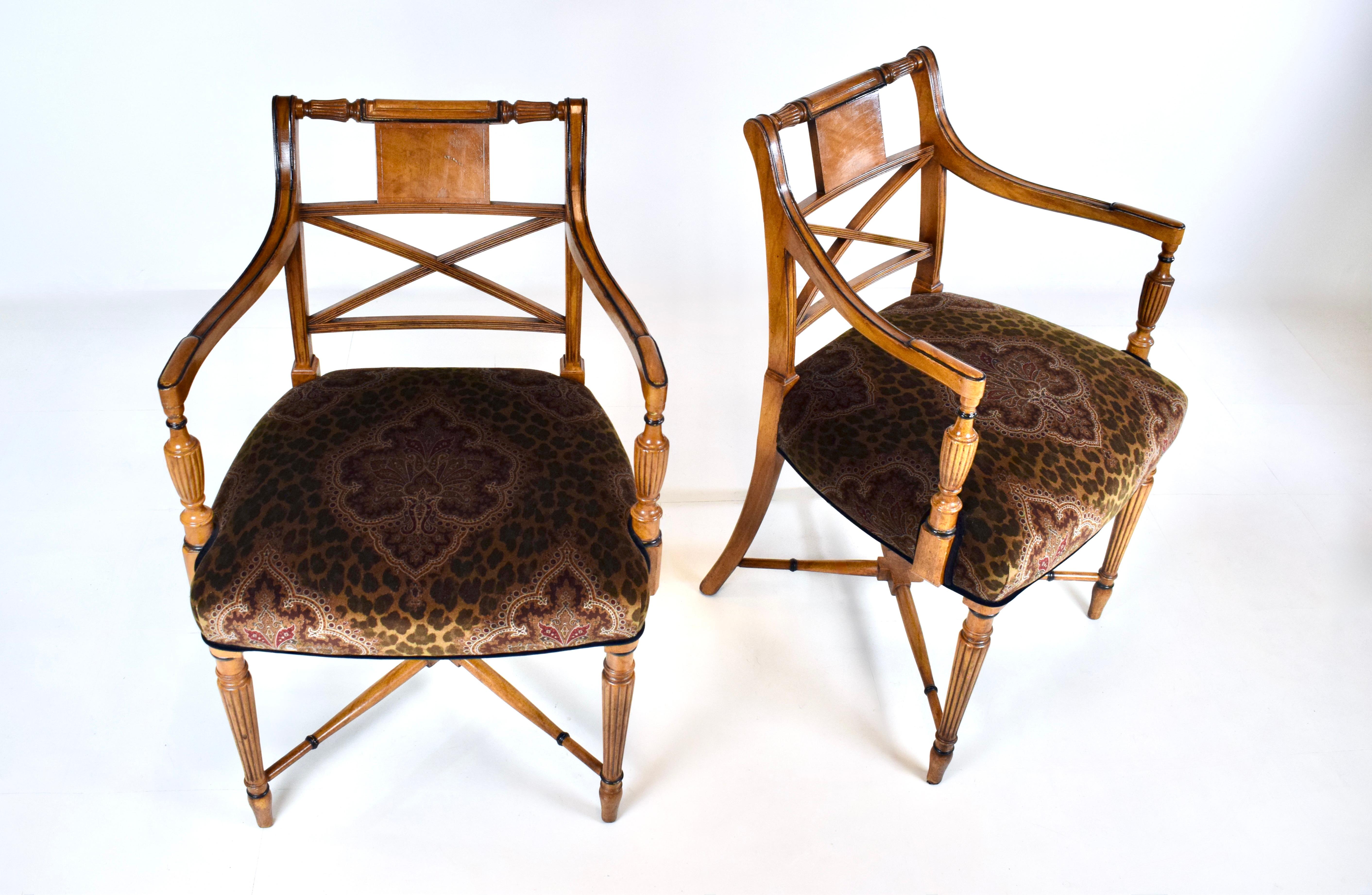 Early 20th C. English Regency Arm Chairs Regencia en venta