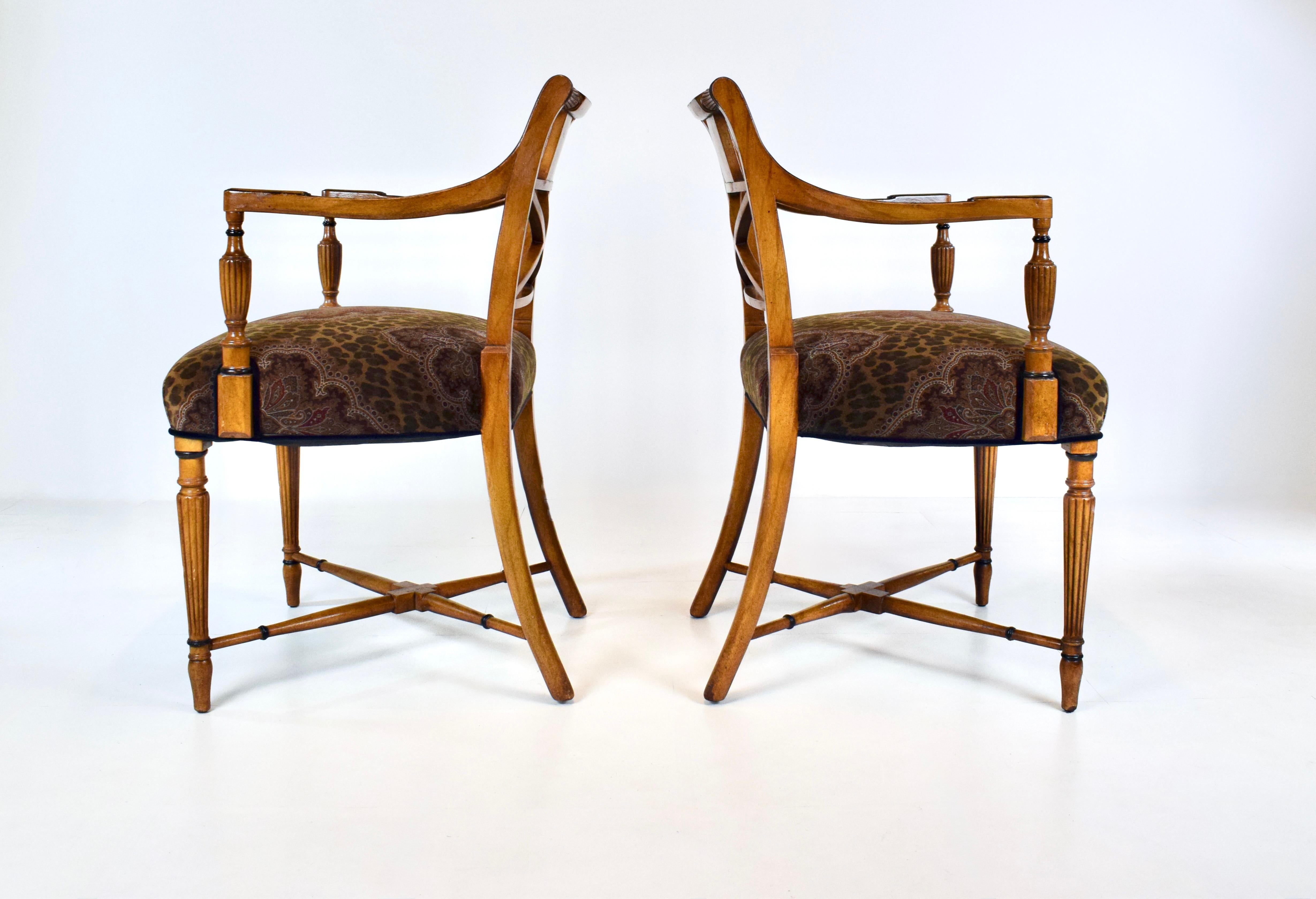 Early 20th C. English Regency Arm Chairs Estadounidense en venta