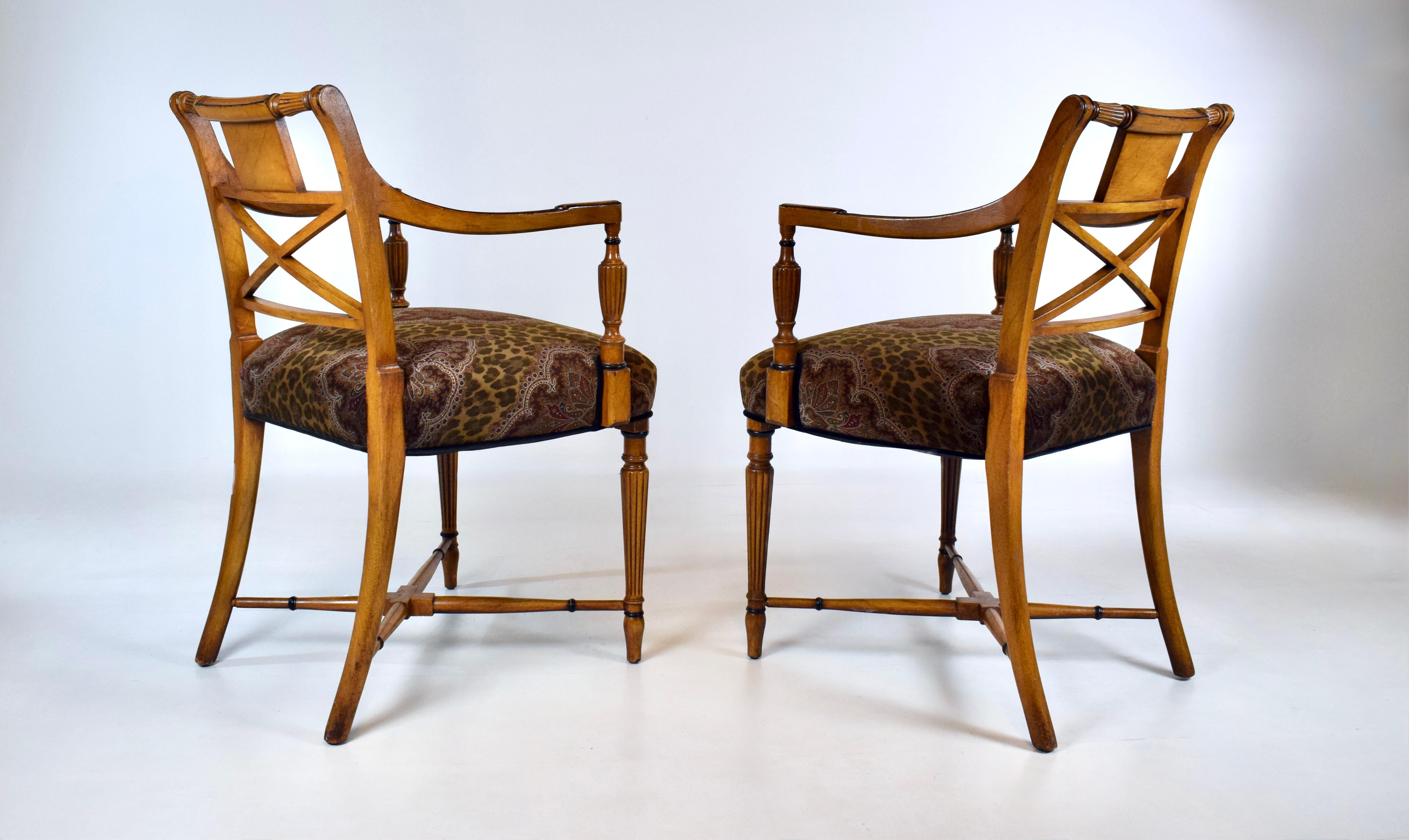 Early 20th C. English Regency Arm Chairs siglo XX en venta