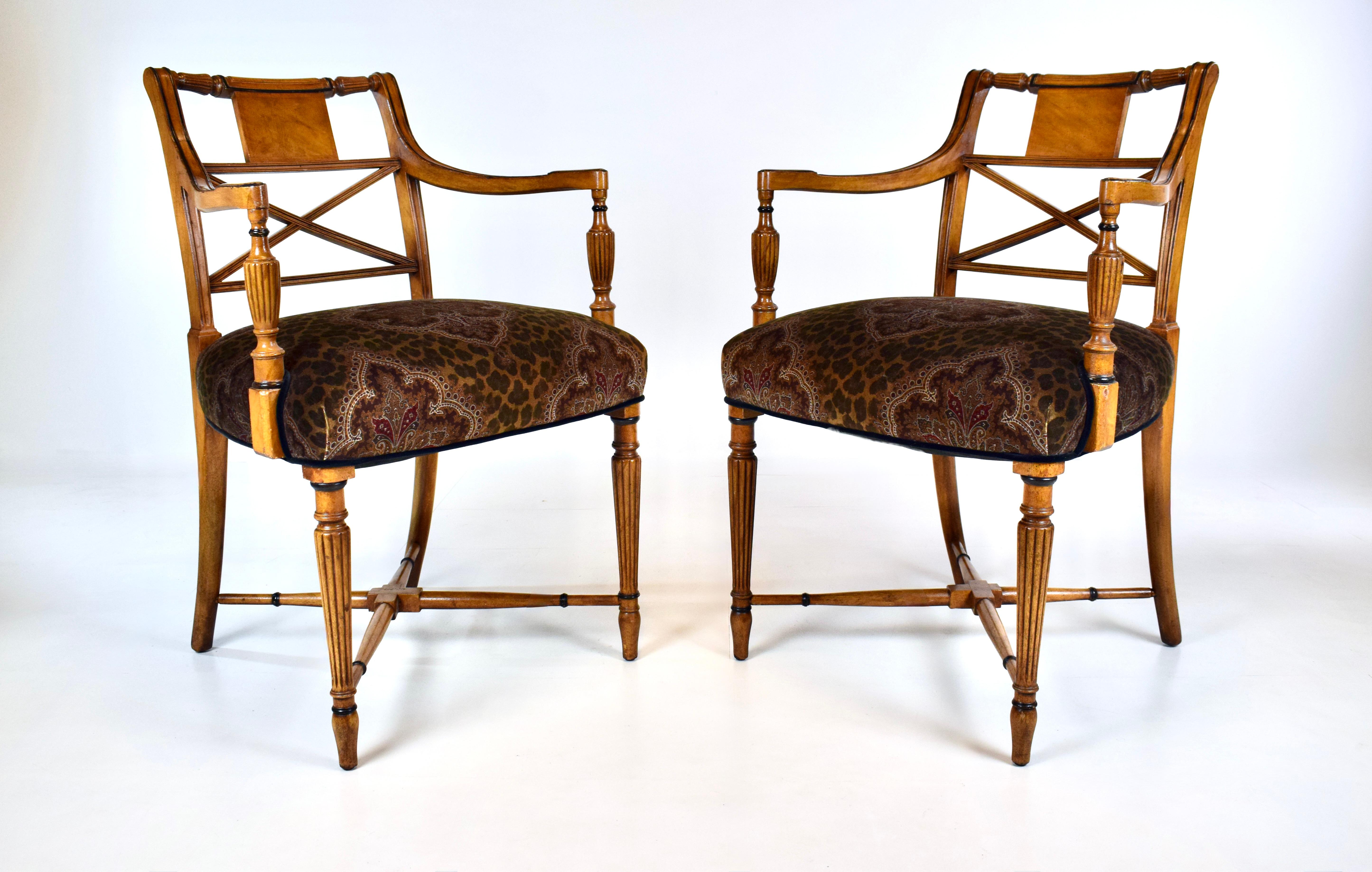 Early 20th C. English Regency Arm Chairs en venta 1