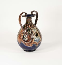 Early 20th c. English Royal Doulton Arts and Crafts Lambeth Stoneware Vase