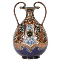 Early 20th c. English Royal Doulton Arts and Crafts Lambeth Stoneware Vase