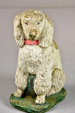 Early 20th C English Small Stone Garden Dog