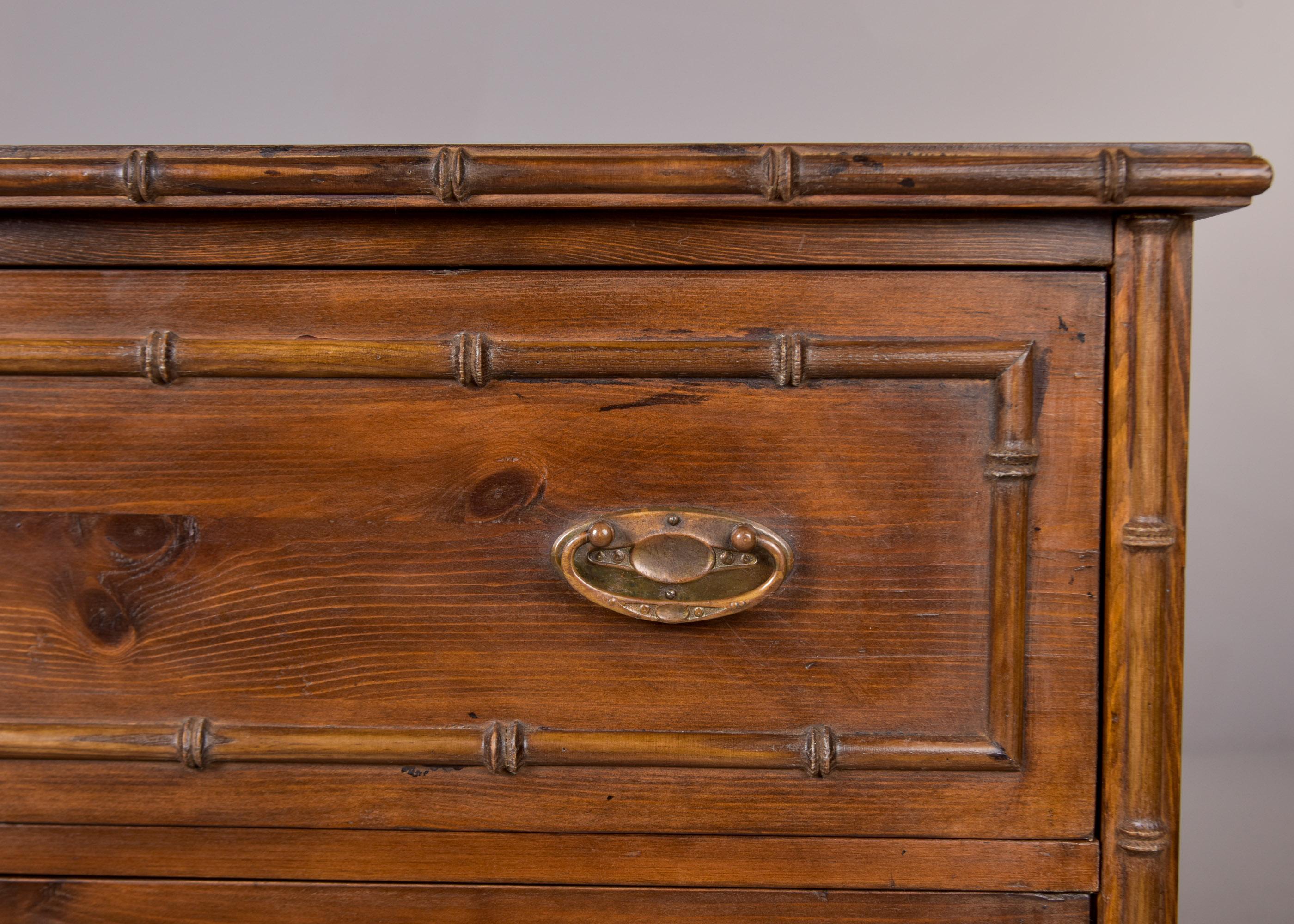 Early 20th C English Three Drawer Chest with Bamboo Trim For Sale 5