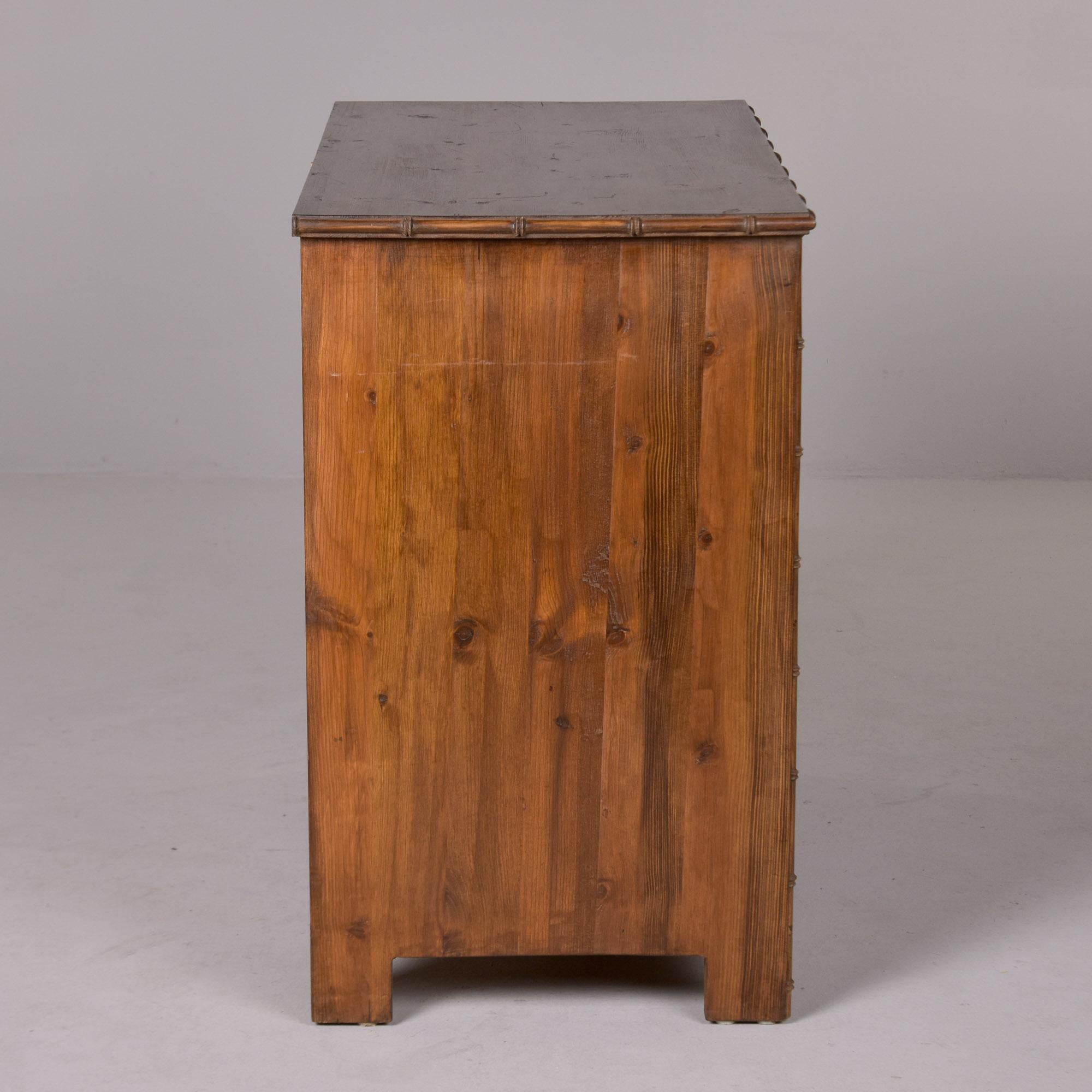 Early 20th C English Three Drawer Chest with Bamboo Trim For Sale 6