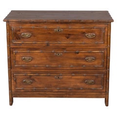 Antique Early 20th C English Three Drawer Chest with Bamboo Trim