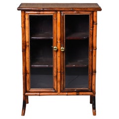 Early 20th C English Two Door Bamboo Cabinet