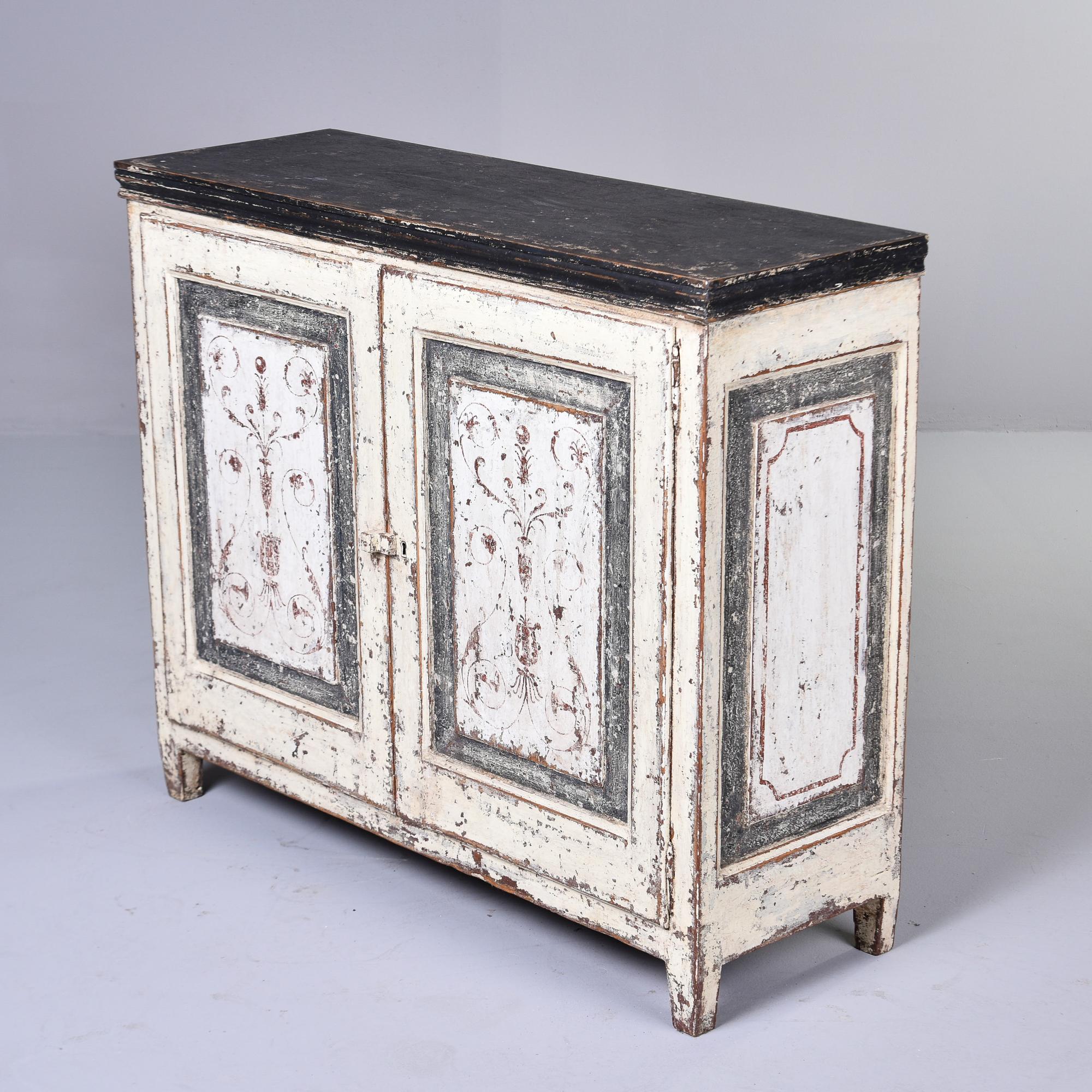Early 20th C English Two Door Painted Cabinet In Good Condition For Sale In Troy, MI