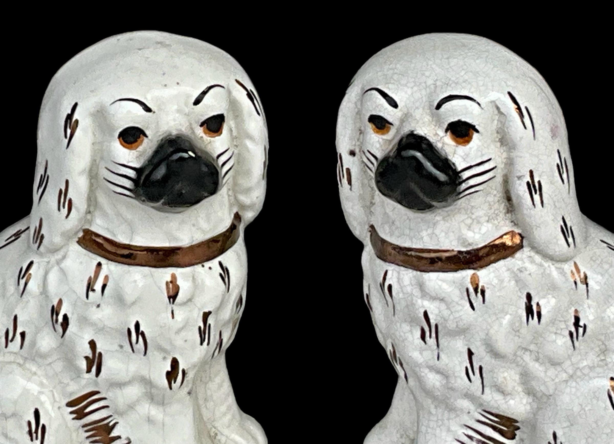 20th Century Early 20th-C. English Victorian Style Staffordshire Spaniel Dogs, Pair For Sale