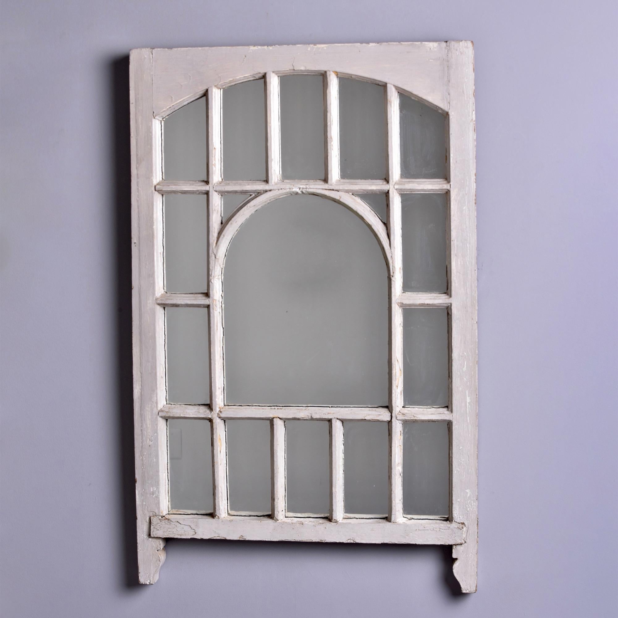 Early 20th C English White Painted Window Frame Mirror In Good Condition For Sale In Troy, MI