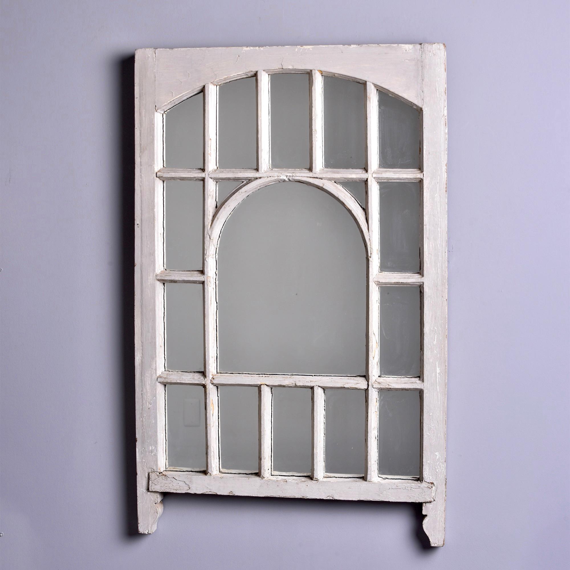 Early 20th C English White Painted Window Frame Mirror For Sale 1
