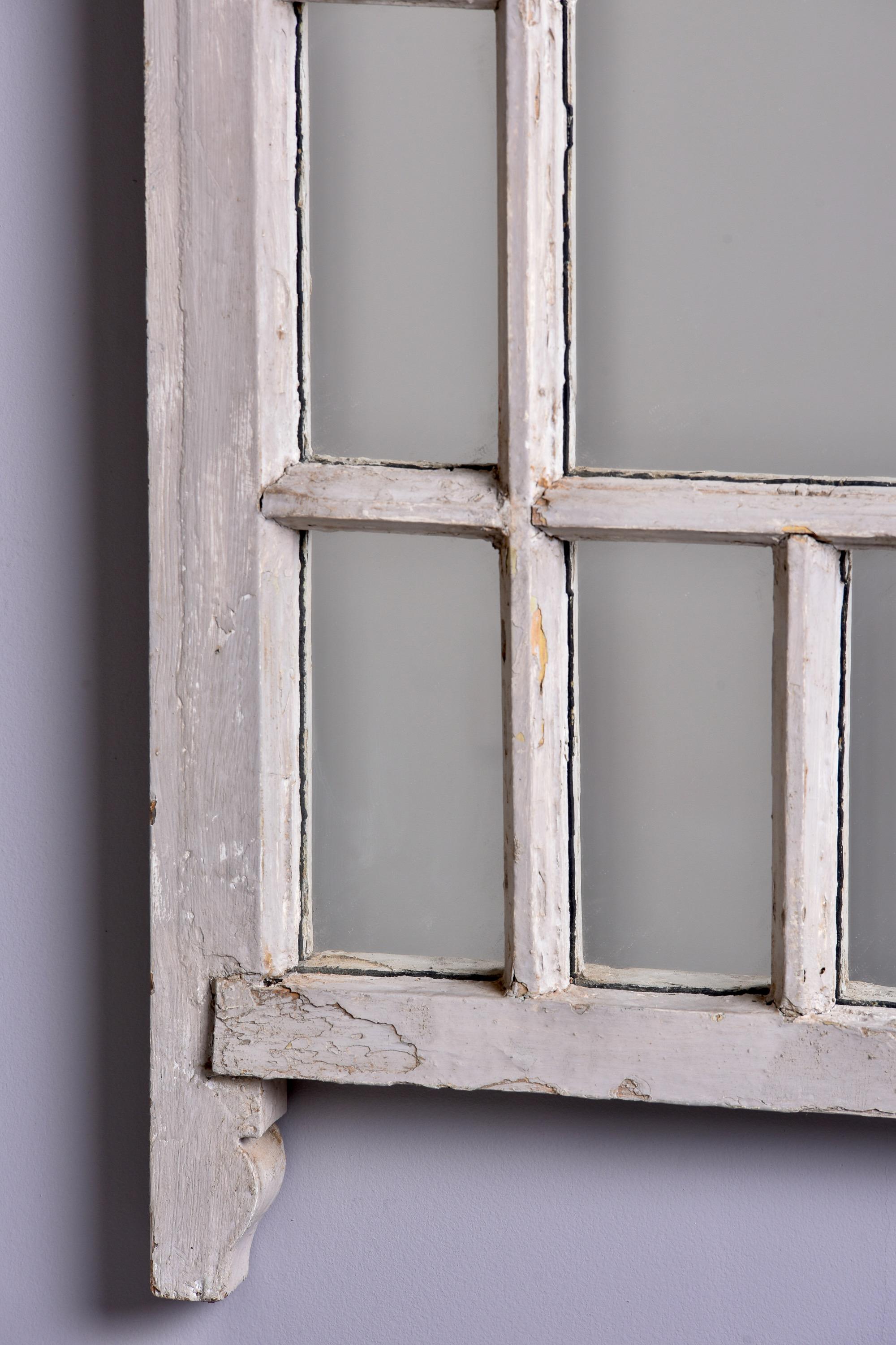 Early 20th C English White Painted Window Frame Mirror For Sale 4