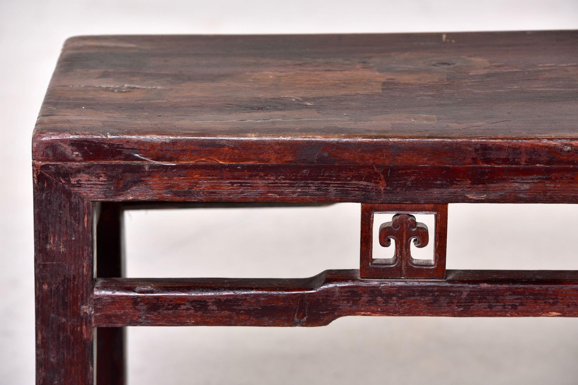 20th Century Early 20th C Extra Long Chinese Elm Wood Dong Yang Bench