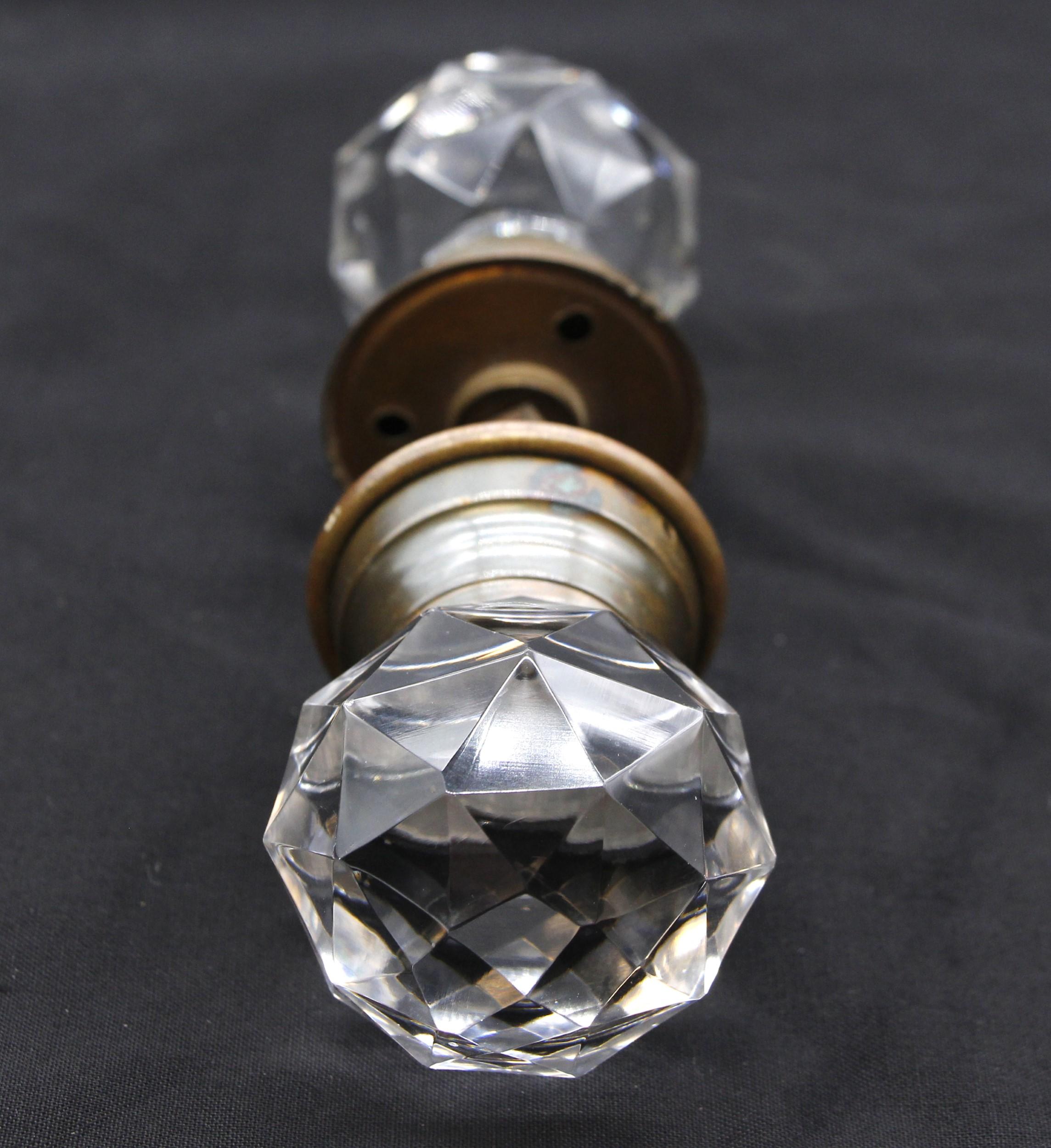 Early 20th C. Faceted Cut Glass Collectors Doorknob Set 1