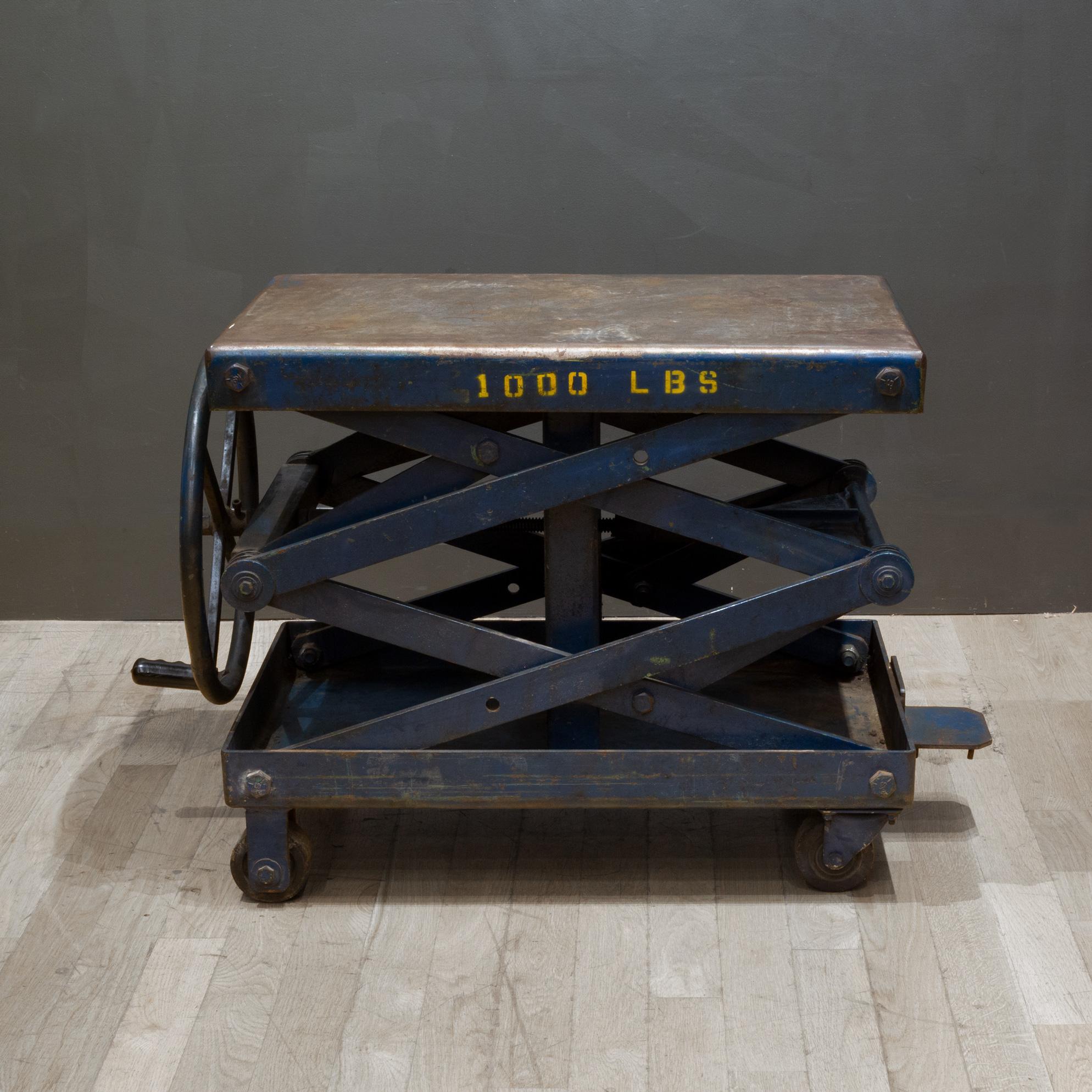 Industrial Early 20th c. Factory Scissor Lift Table c.1940