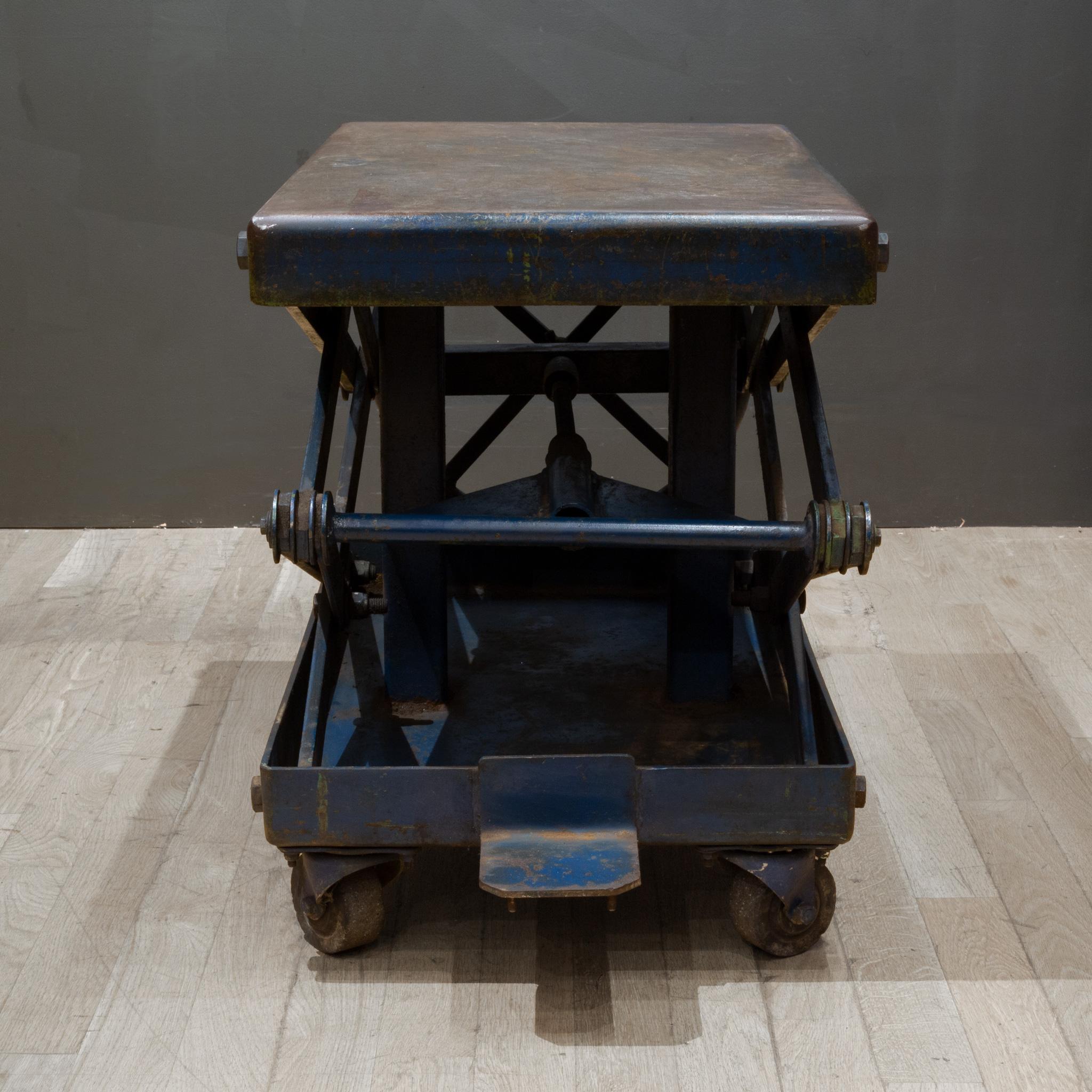 20th Century Early 20th c. Factory Scissor Lift Table c.1940