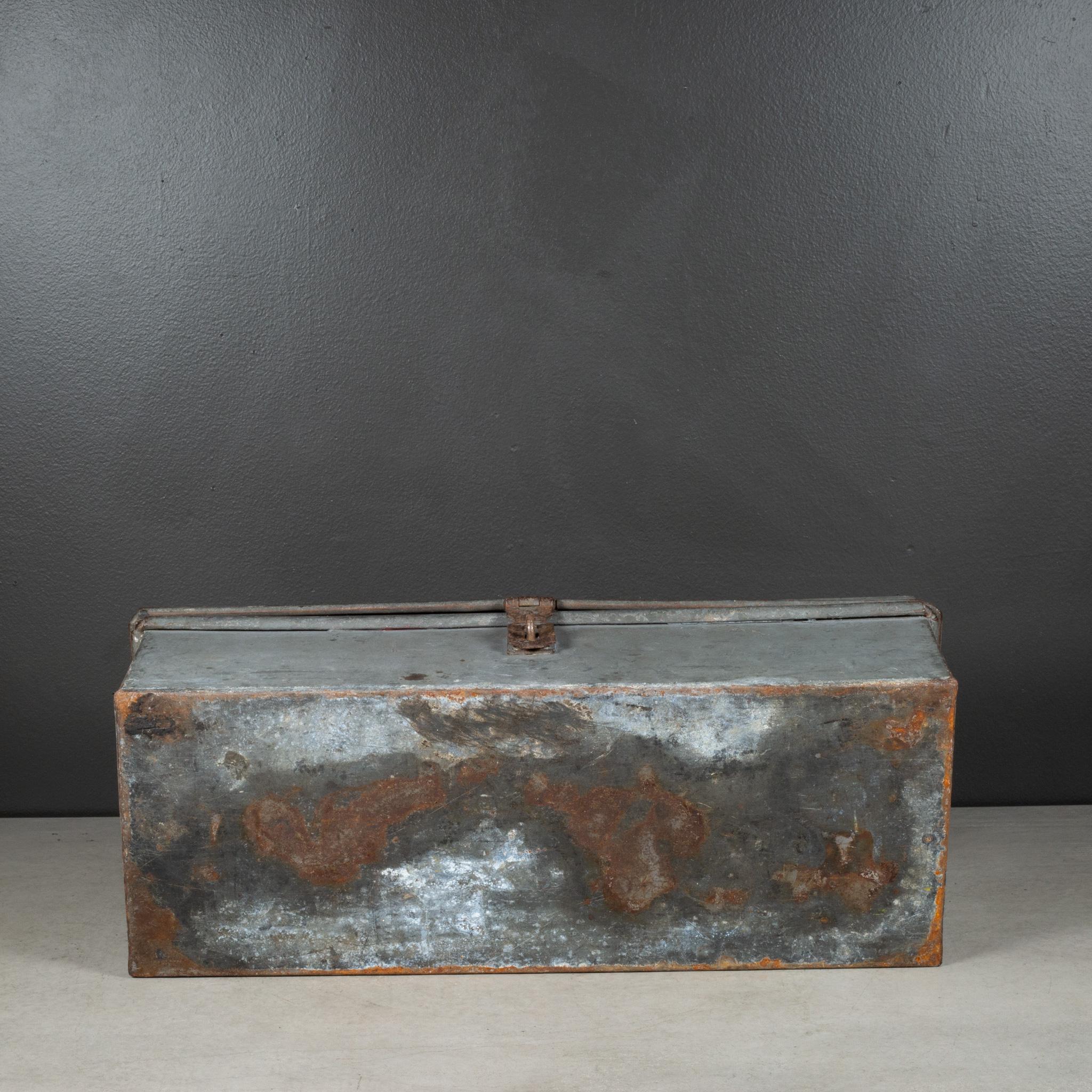 Early 20th c. Factory Toolbox with Solid Bronze Handle c.1930-1940 For Sale 1