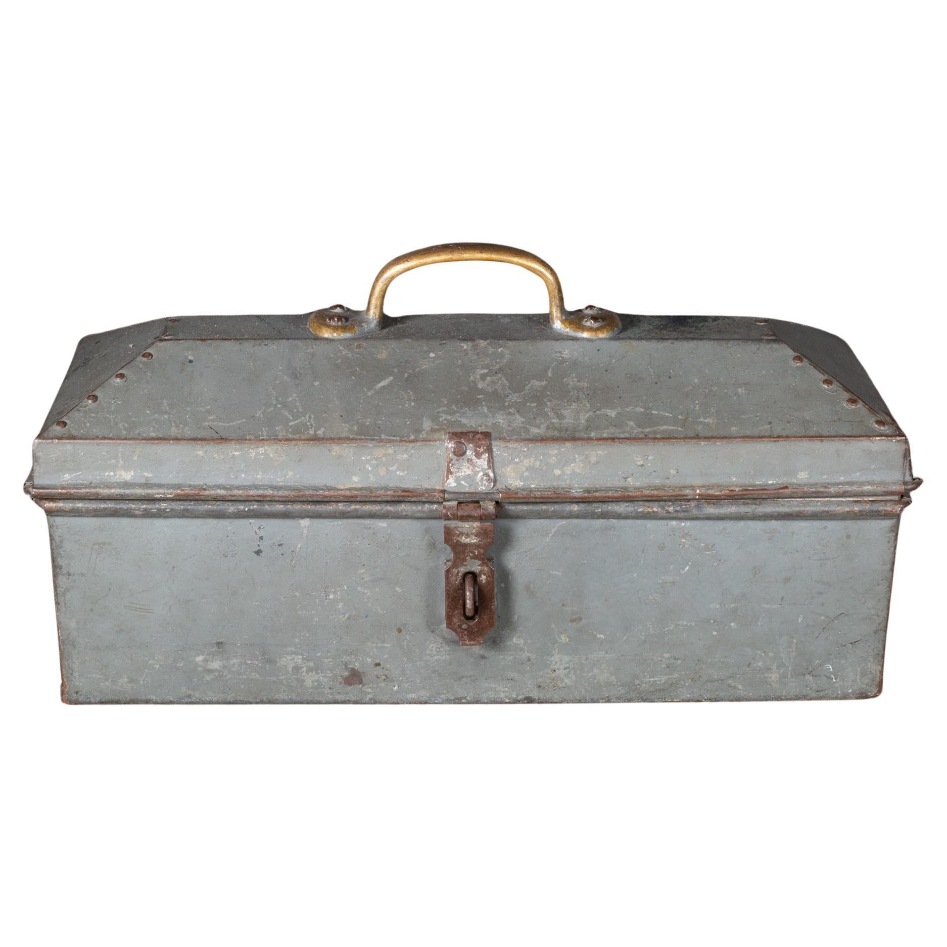 Early 20th c. Factory Toolbox with Solid Bronze Handle c.1930-1940