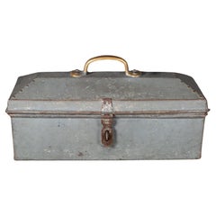 Antique Early 20th c. Factory Toolbox with Solid Bronze Handle c.1930-1940