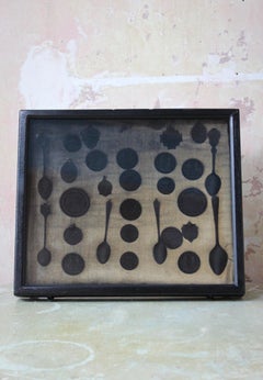 Early 20th C Faded Velvet Display Case Spoons Medallions & Coins Accidental Art