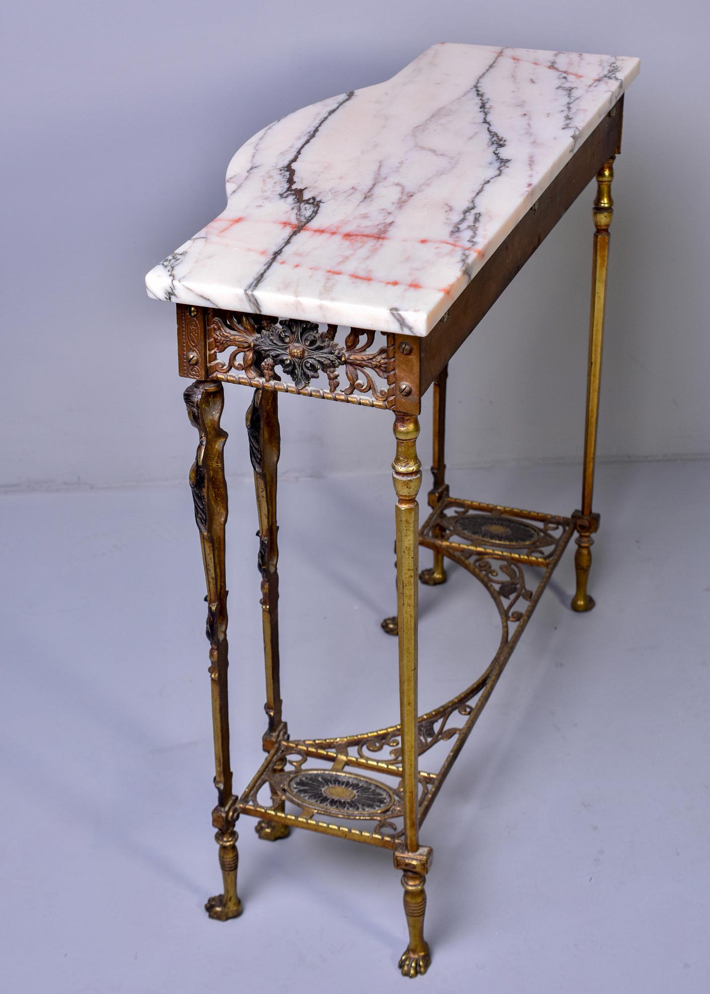 Figural Marble Bronze Console and Mirror in Manner of Oscar Bach For Sale 3