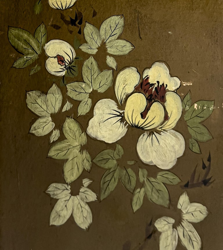 Painted Early 20th C. Floral Folding Screen For Sale