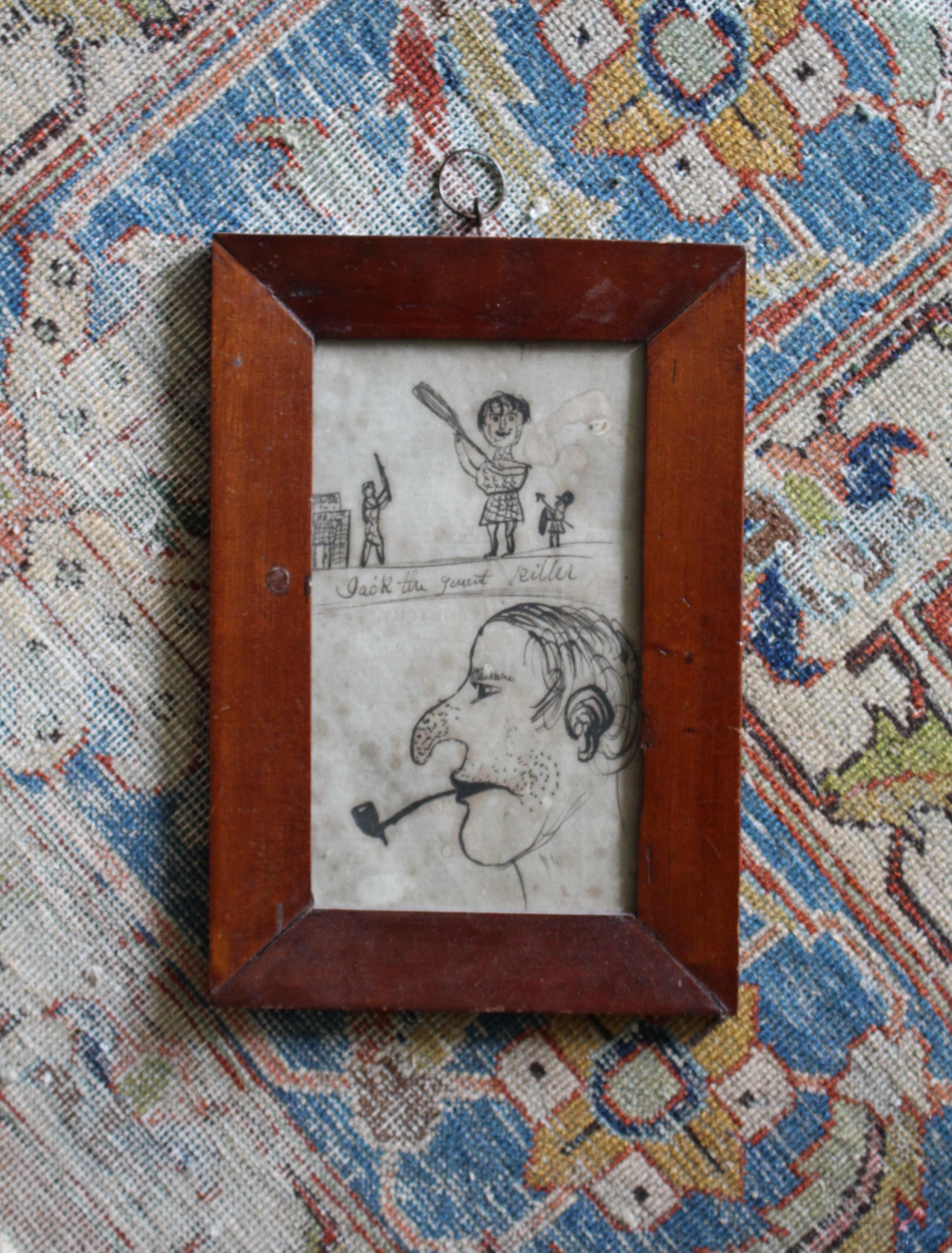 Un interessante e comico disegno a penna e inchiostro su carta di 