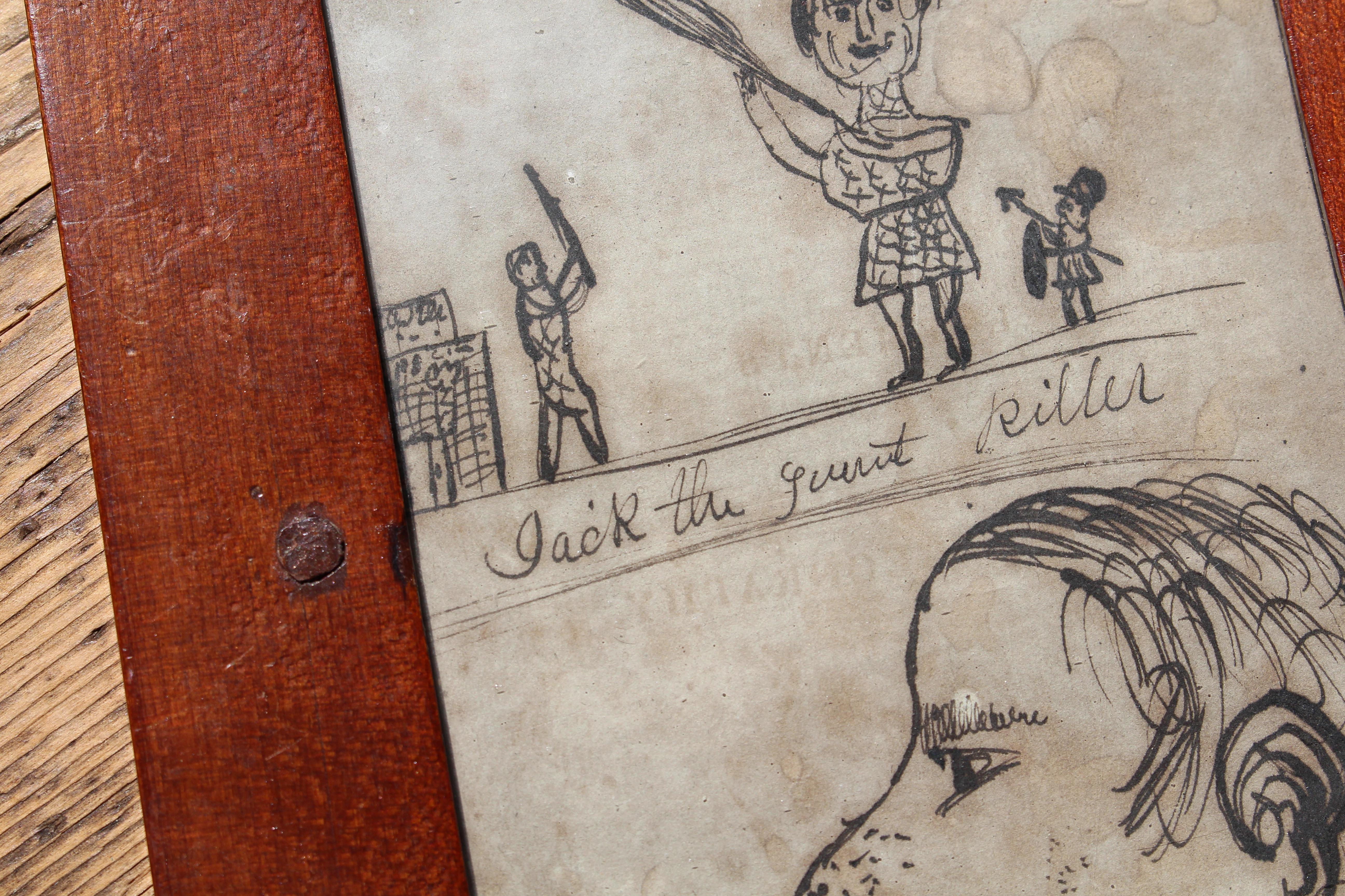 Americano Arte popolare della scuola americana dei primi del '900 Penna e inchiostro su carta Jack The Giant Killer in vendita