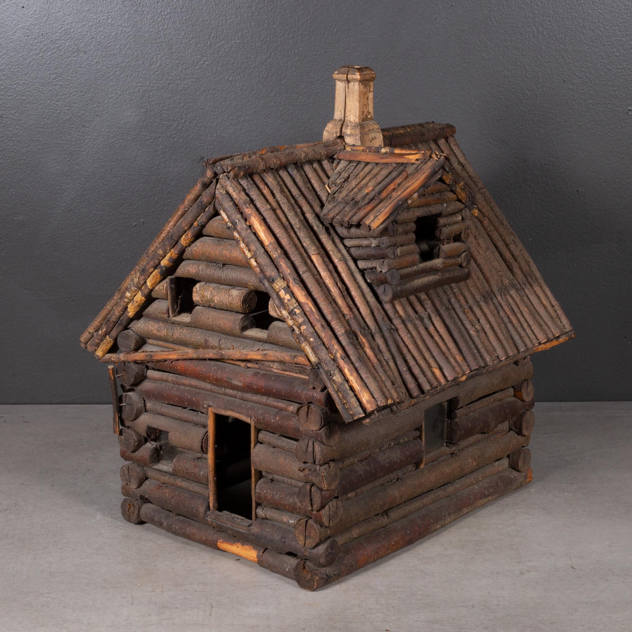 ABOUT

An original handmade folk art log cabin model with a chimney, one door and seven windows. Three windows have glass panes.

    CREATOR Unknown.
    DATE OF MANUFACTURE c.1900-1940.
    MATERIALS AND TECHNIQUES Wood, Glass.
    CONDITION Good.