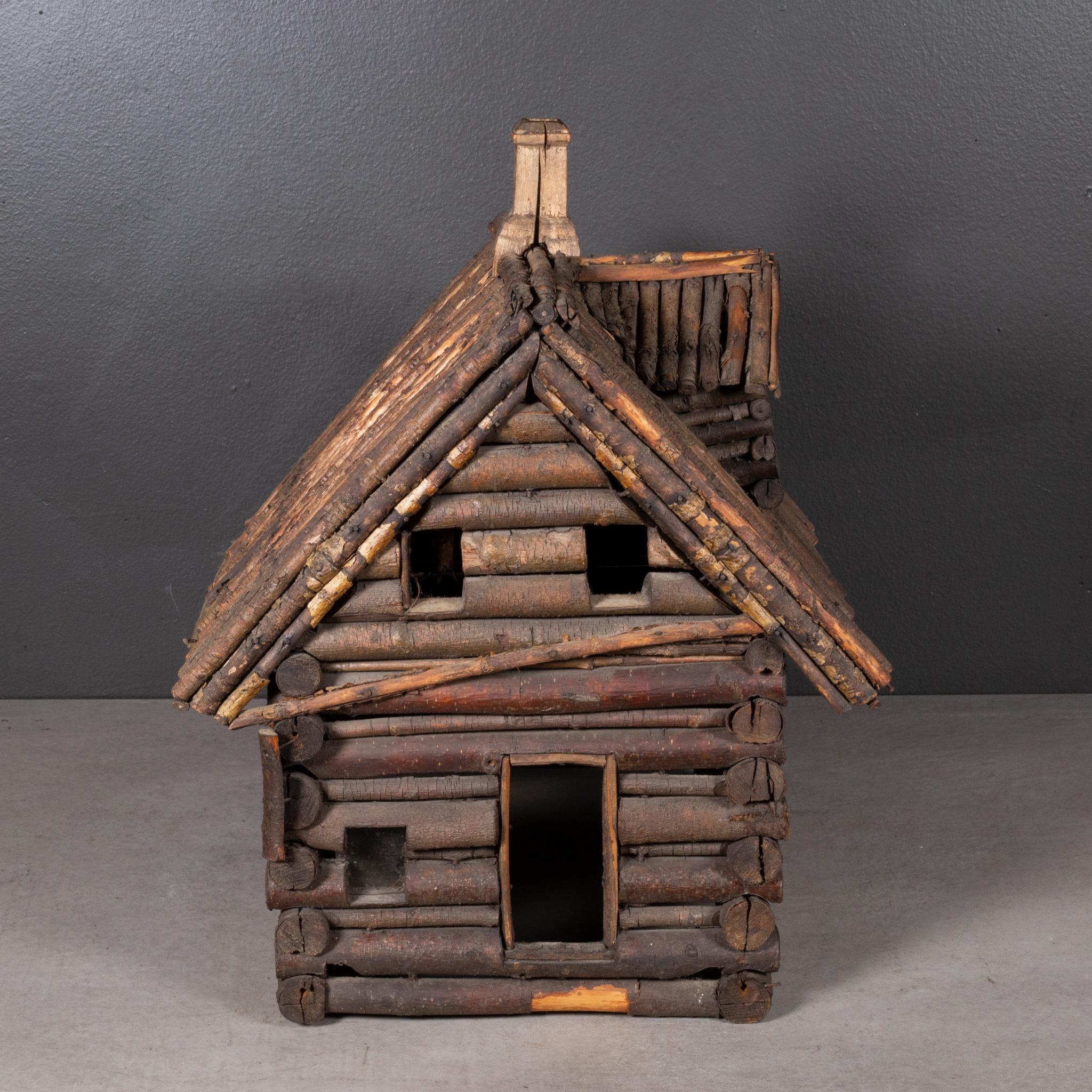 Wood Early 20th c. Folk Art Log Cabin Model c.1900-1940 (FREE SHIPPING) For Sale