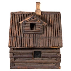 Antique Early 20th c. Folk Art Log Cabin Model c.1900-1940 (FREE SHIPPING)