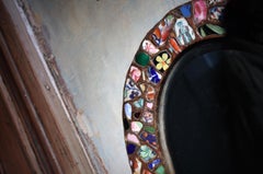 Miroir ovale en mosaïque Assiette Memoryware Pique d'Art populaire