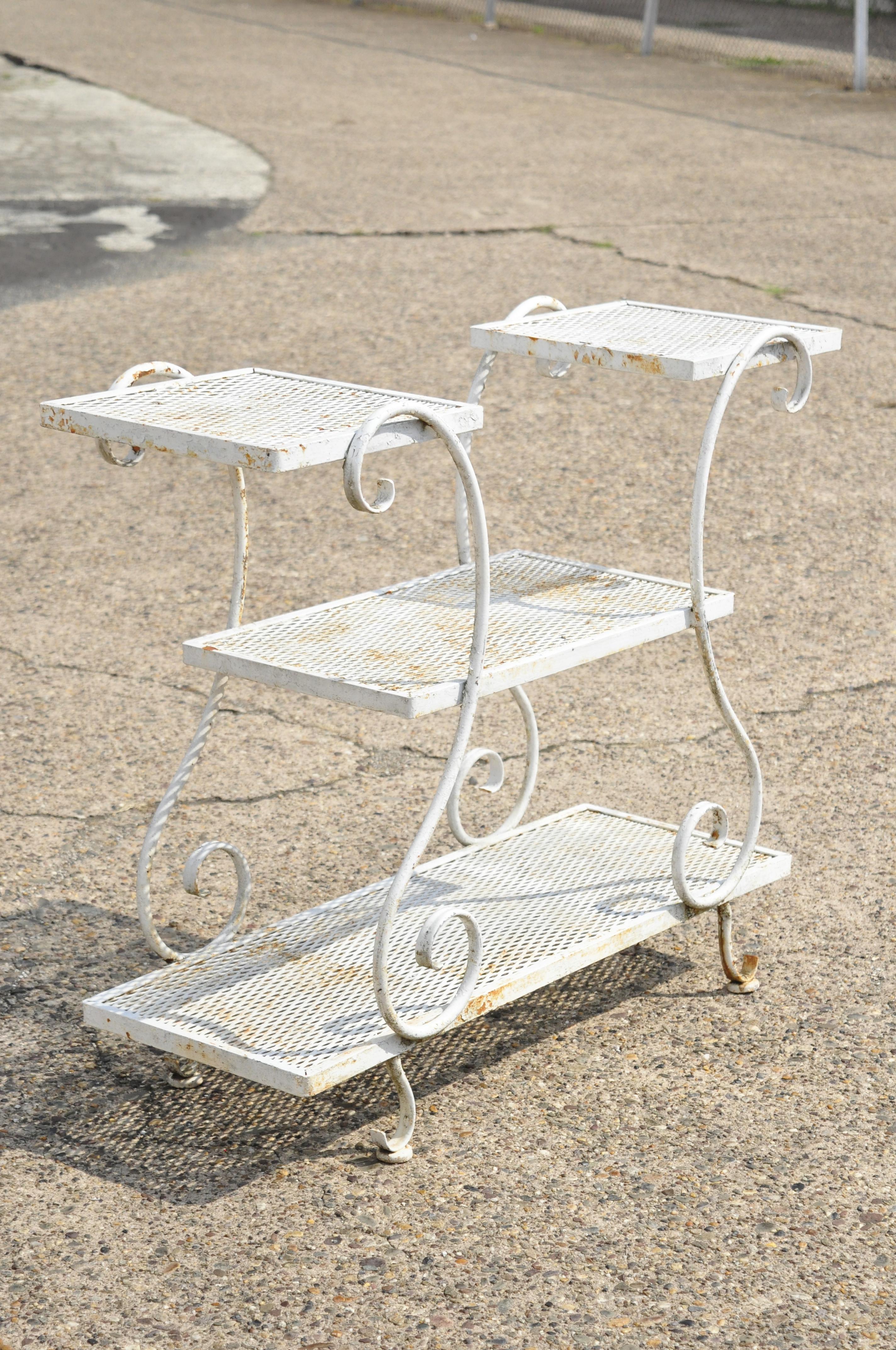 French Art Nouveau Scrolling Wrought Iron 3-Tier Garden Plant Stand 5