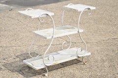 French Art Nouveau Scrolling Wrought Iron 3-Tier Garden Plant Stand