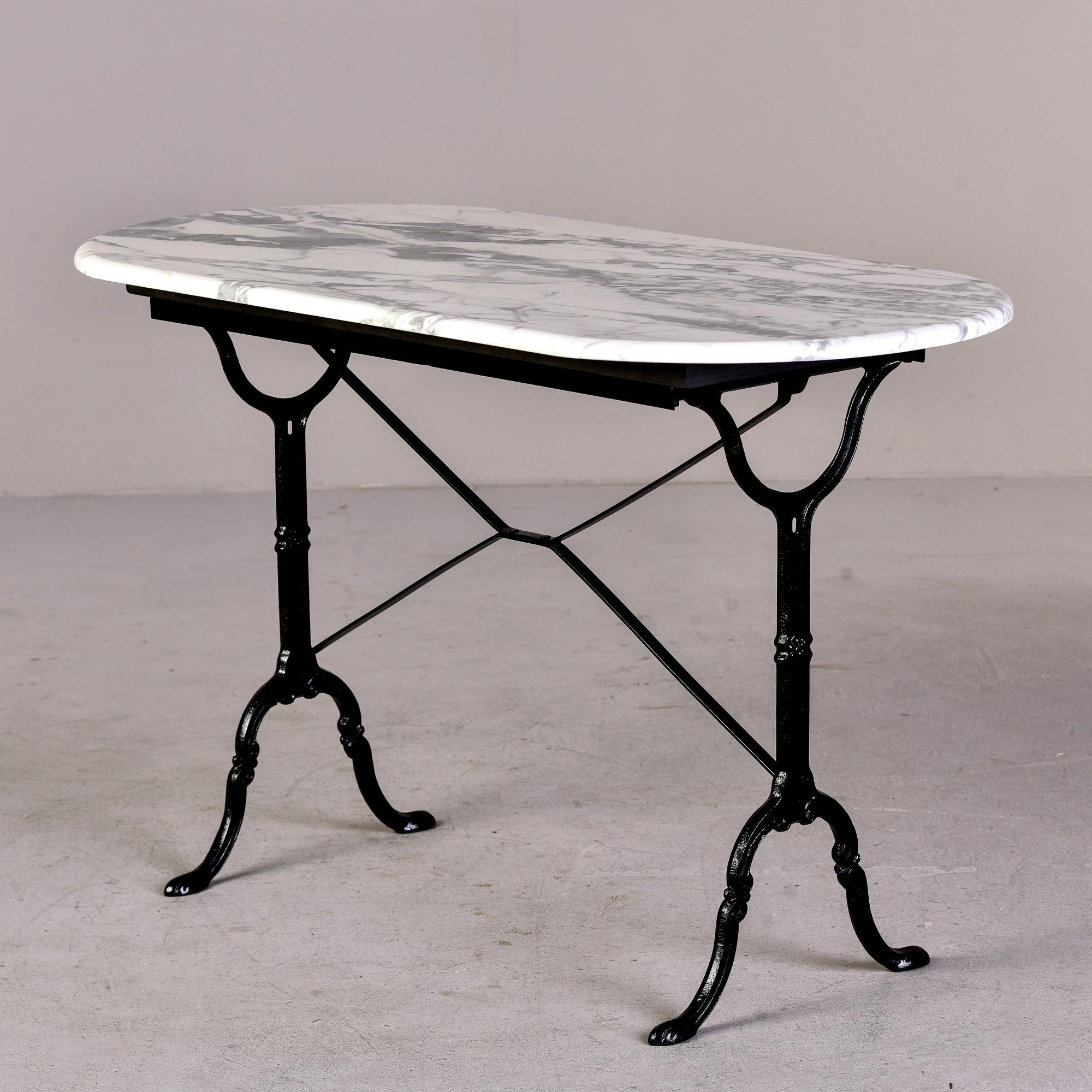 Early 20th C French Bistro Table with Iron Base and Carrara Marble Top 8