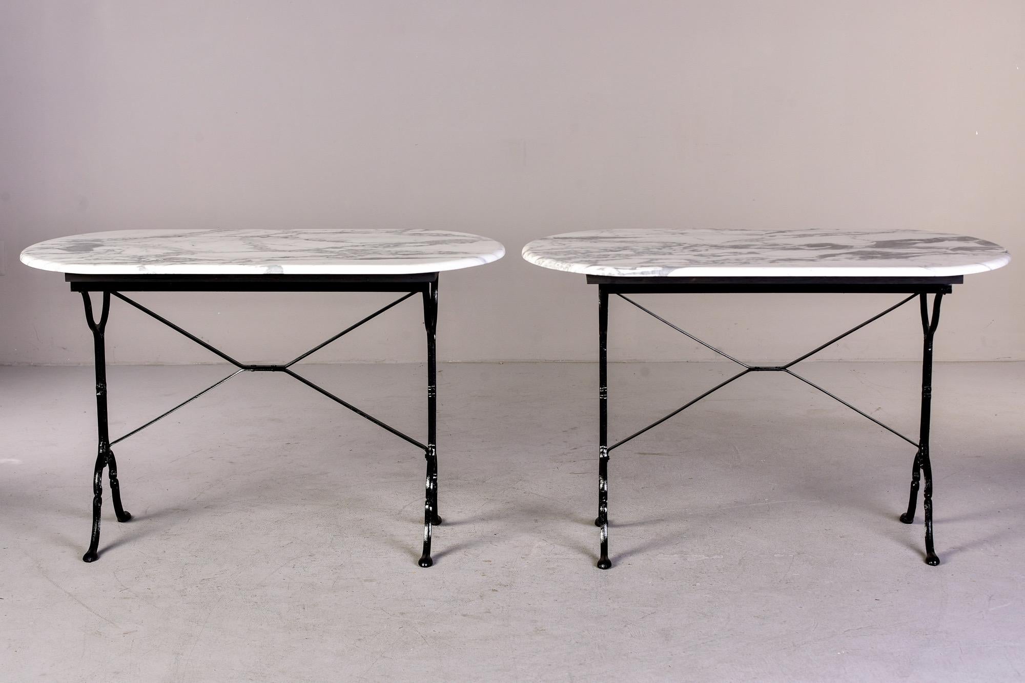 Early 20th C French Bistro Table with Iron Base and Carrara Marble Top 11