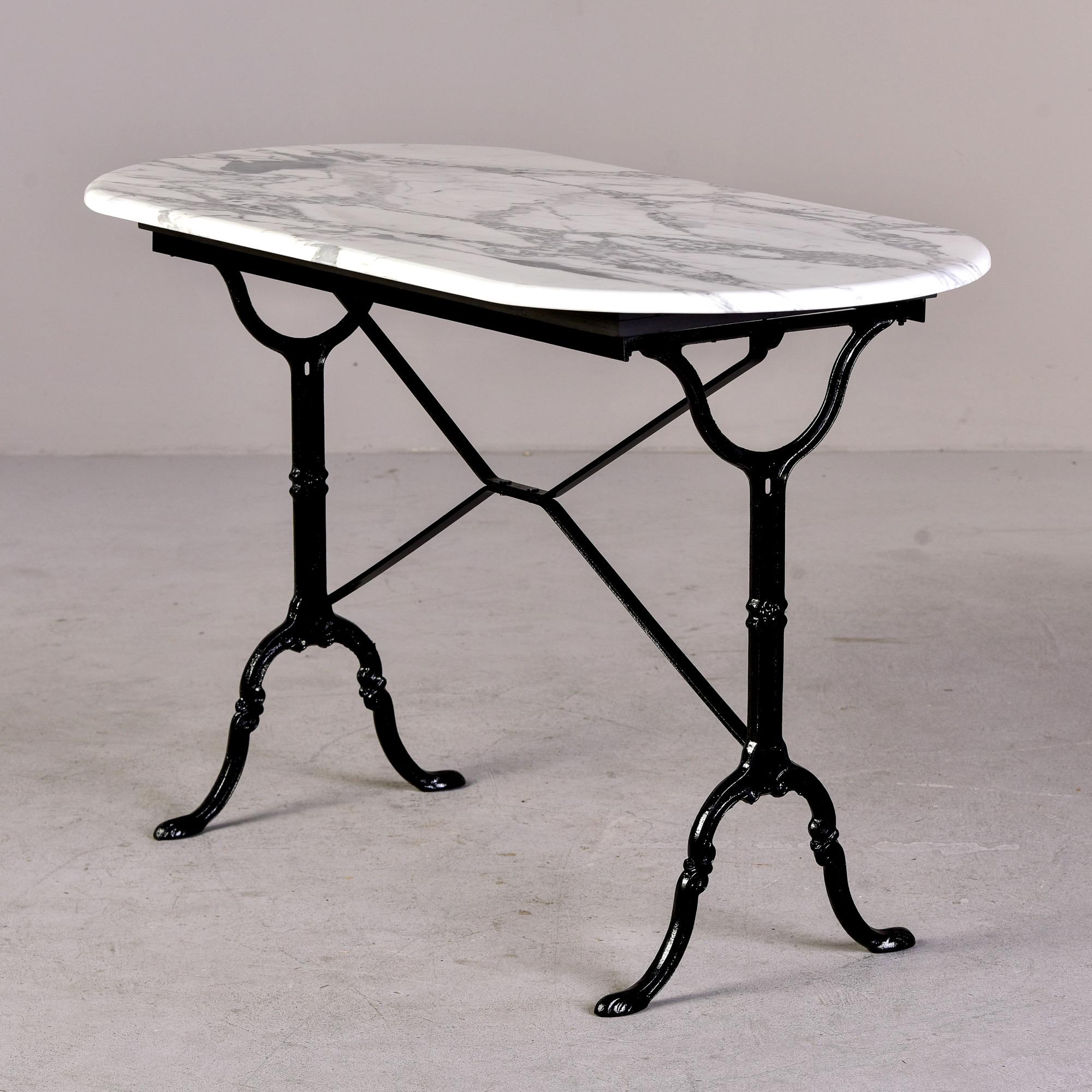 20th Century Early 20th C French Bistro Table with Iron Base and Carrara Marble Top